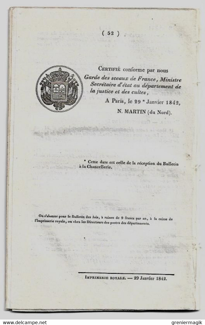 Bulletin des Lois 881 1842 Corps royal d'artillerie de la Marine/Sénégal/Organisation du Corps des équipages militaires
