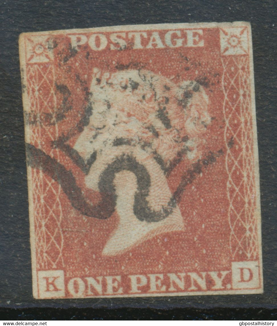 GB QV 1 D Redbrown From Black Plate 8 (KD) 4 Full Margins, Black MC (SG Special Vol.1 AS51 Cat. SG 2020 GBP 240.-) - Used Stamps