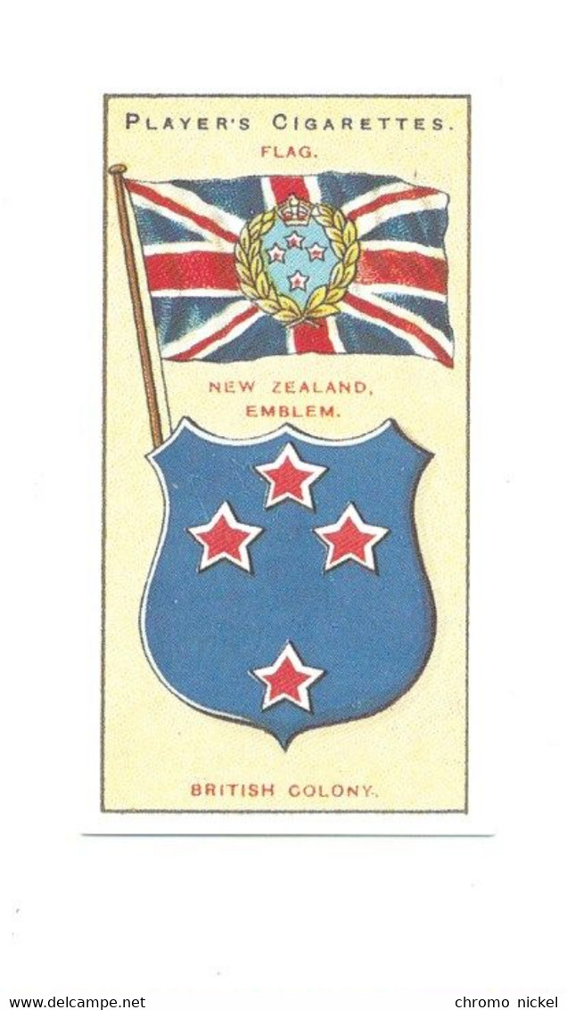 BRITISH COLONY NEW ZEALAND Nouvelle Zelande Flag  Emblem Cigarettes John Player & Sons TB   Like New 2 Scans - Player's