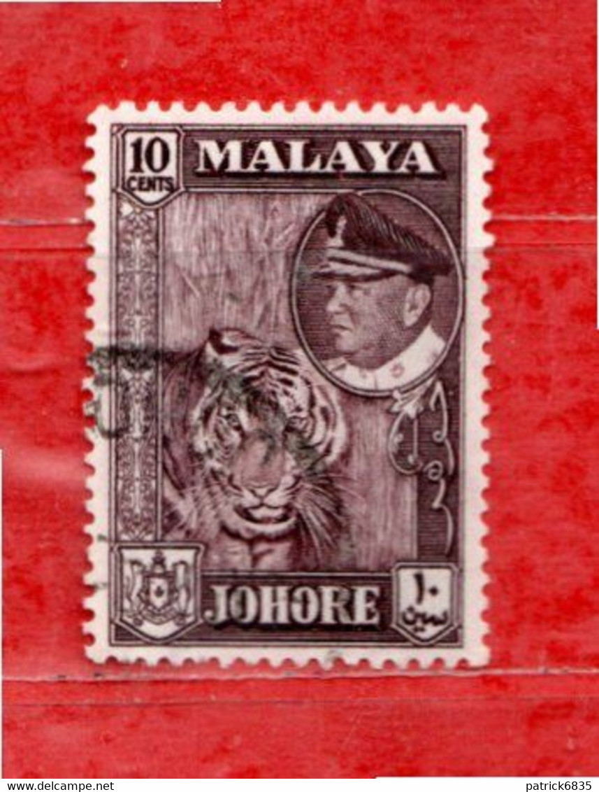 (Us.3) MALAYA MALAYSIA - ° 1960 - JOHORE -  Tigre Tijger.  Yv 137.  Usato - Johore