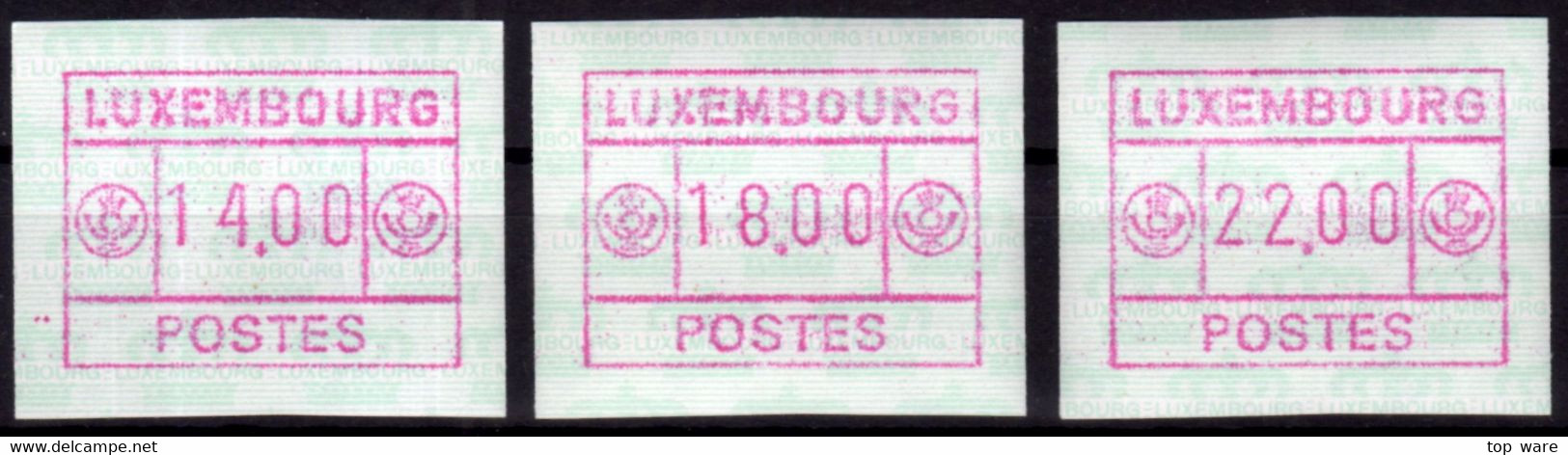 Luxemburg Luxembourg Timbres ATM 3 Grosses POSTES / Weisslicher Gummi Satz 14/18/22 ** Frama Automatenmarken - Automatenmarken