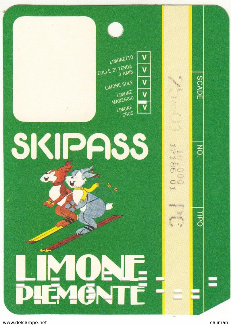 SKIPASS ABBONAMENTO GIORNALIERO LIMONE PIEMONTE 1987 - Eintrittskarten
