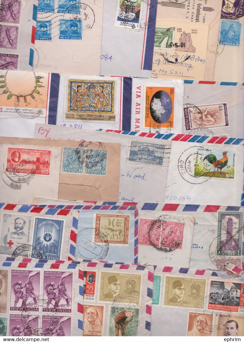 INDE INDIA - Beau Lot De 298 Enveloppes Timbrées Petit Format Timbres Short Size Stamp Air Mail Covers Batch Of Letters - Lots & Serien