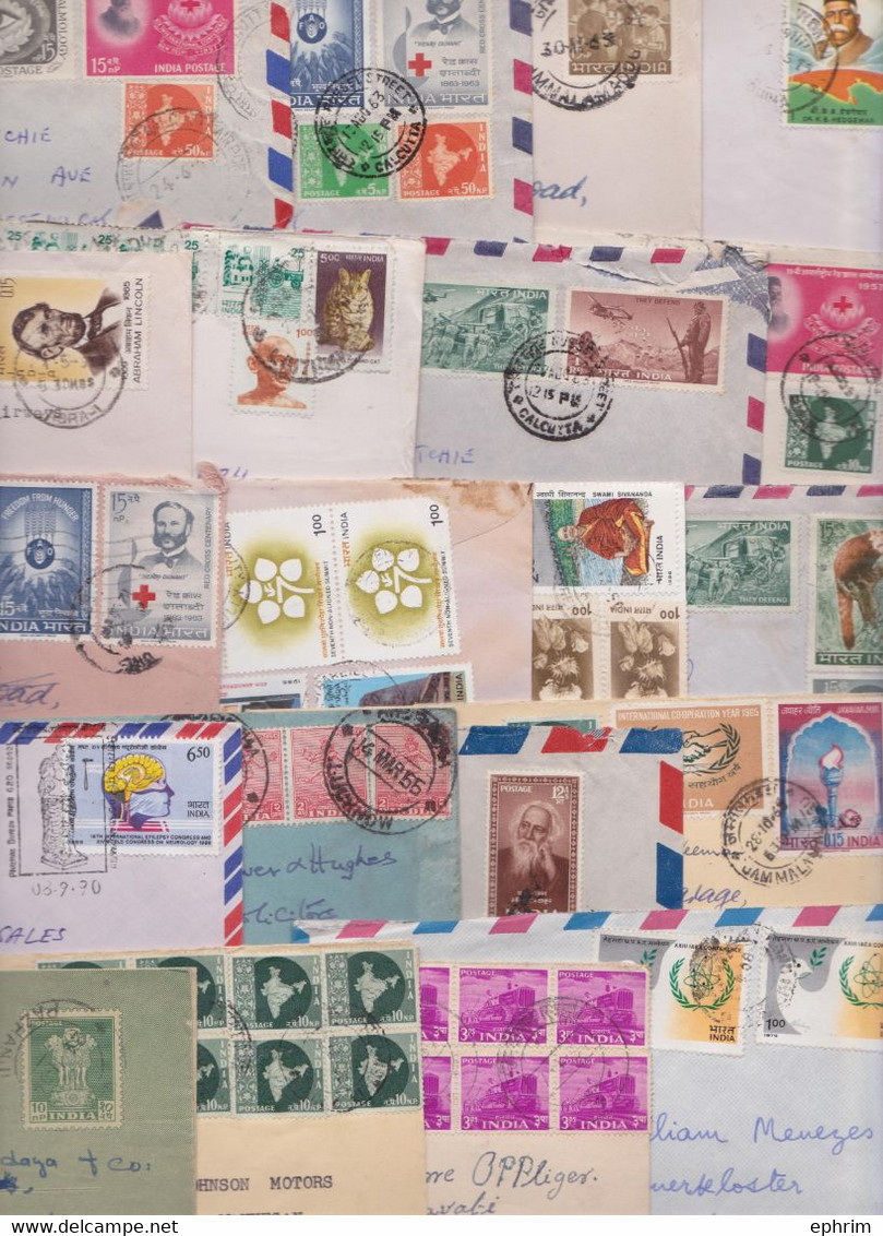 INDE INDIA - Beau Lot De 298 Enveloppes Timbrées Petit Format Timbres Short Size Stamp Air Mail Covers Batch Of Letters - Lots & Serien