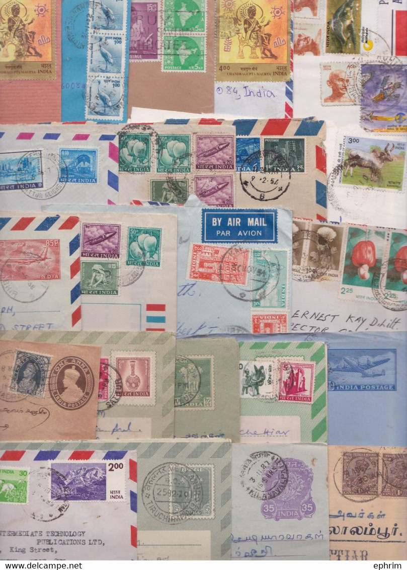INDE INDIA - Beau lot de 298 Enveloppes Timbrées Petit Format Timbres Short Size Stamp Air Mail Covers Batch of Letters