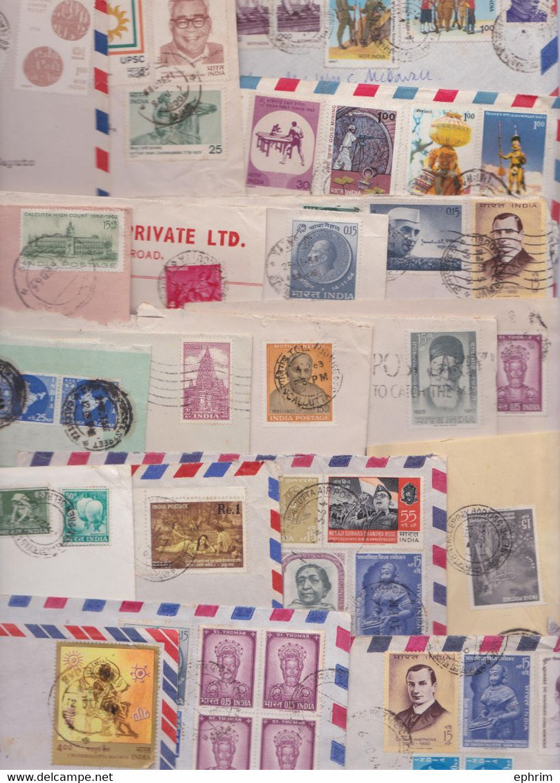 INDE INDIA - Beau lot de 298 Enveloppes Timbrées Petit Format Timbres Short Size Stamp Air Mail Covers Batch of Letters