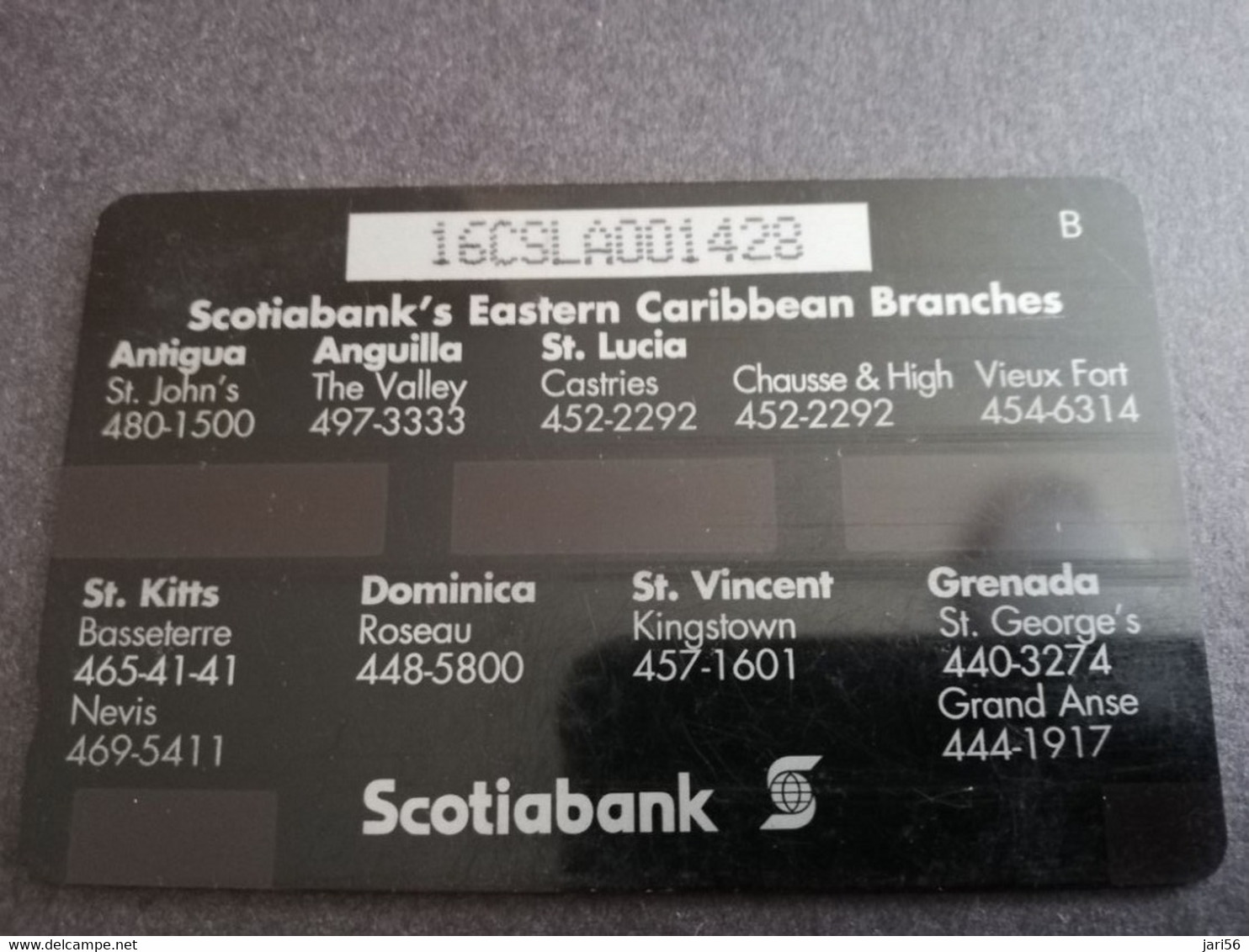 ST LUCIA    $ 20  CABLE & WIRELESS   SCOTIABANK    16CSLA   Fine Used Card ** 6125** - St. Lucia
