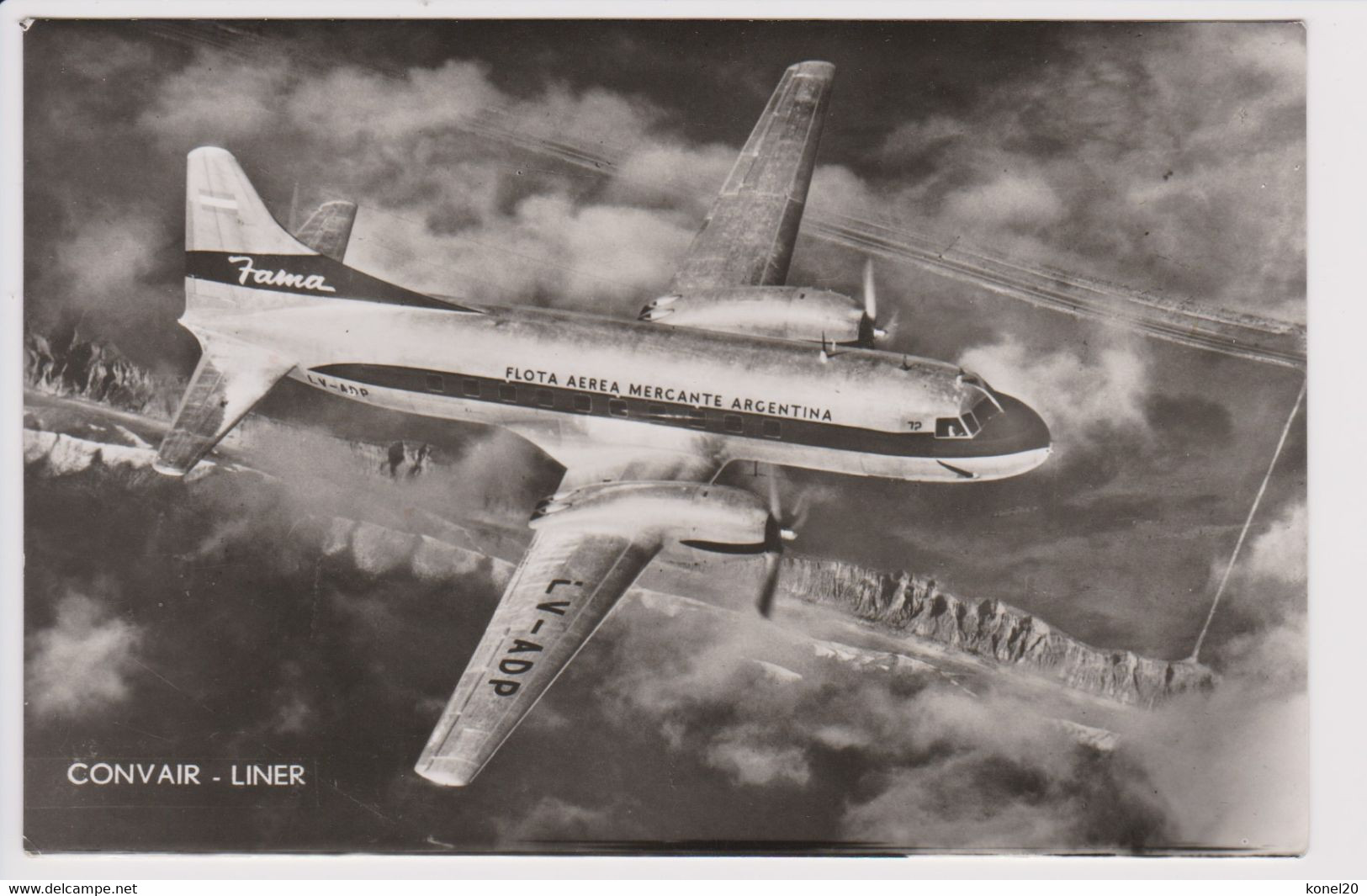 Vintage Rppc FAMA Flota Aerea Mercante Argentina Convair 240 Aircraft - 1919-1938: Entre Guerres