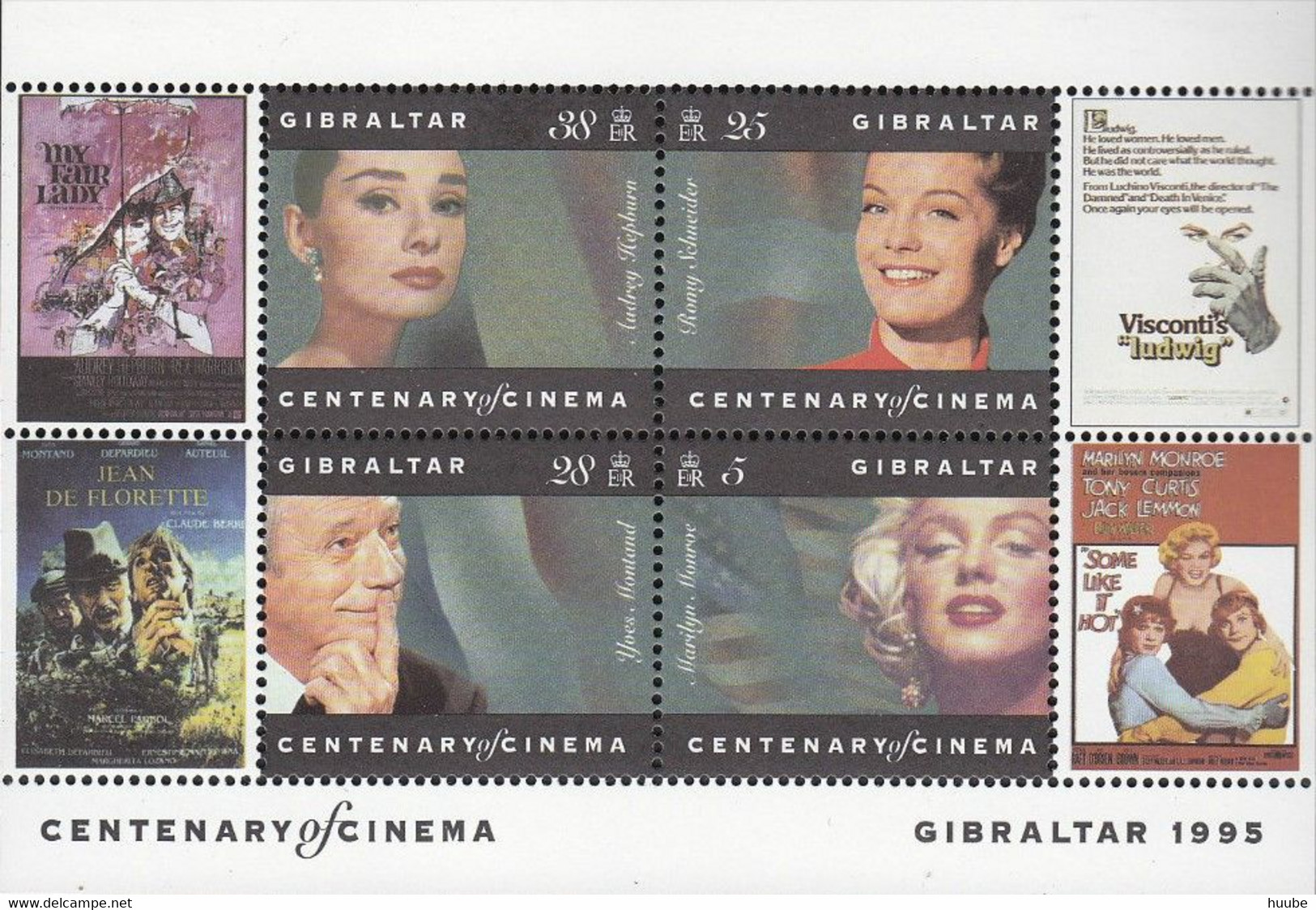 Gibraltar, 1995, Mi 737-744, The 100th Anniversary Of Cinema, Block 23 + 24, MNH - Cinema