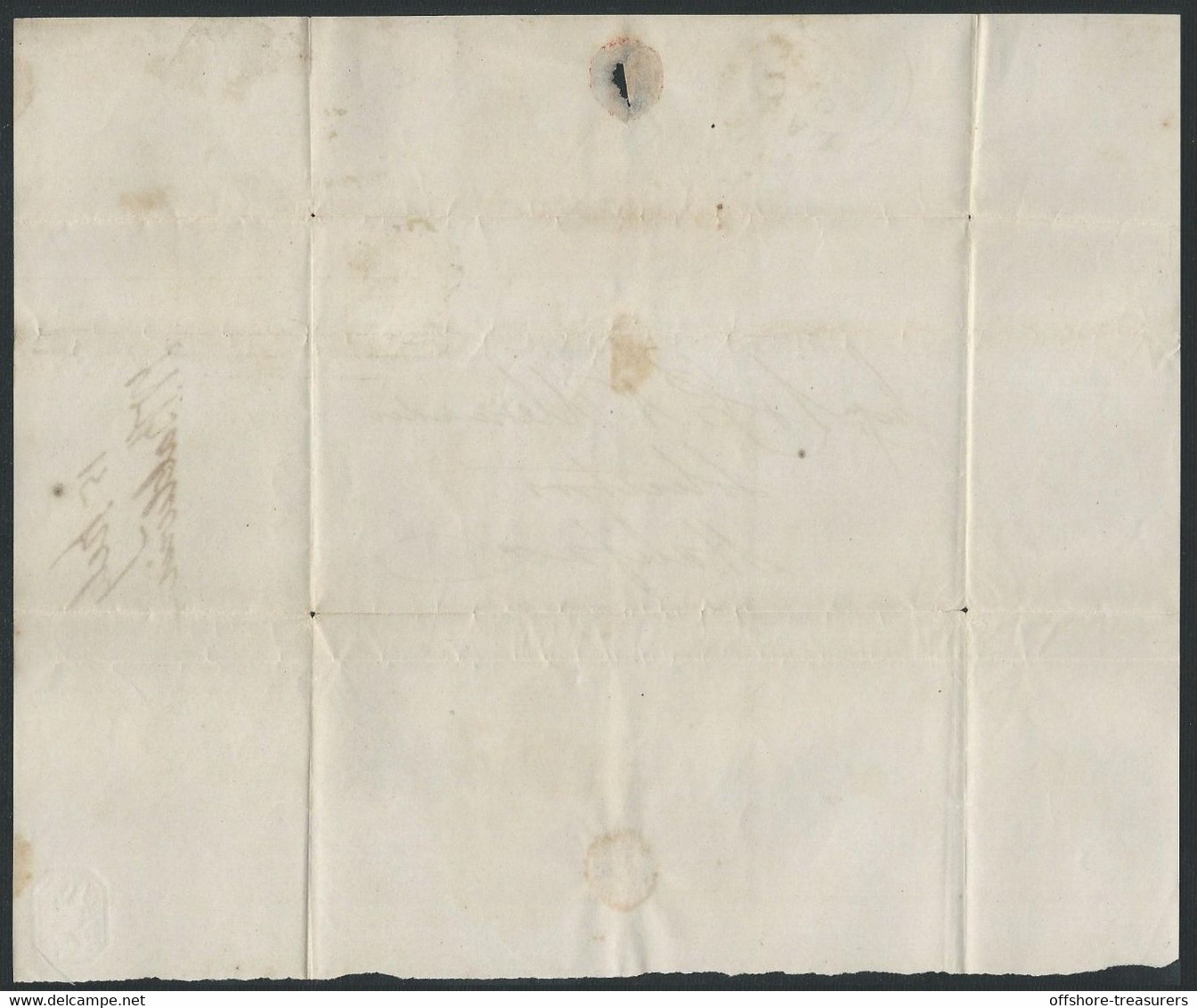 QUEEN VICTORIA ONE PENNY IMPERF RED OL 1843 COVER / LETTER SHEET TO HALIFAX MALTESE CROSS CANCEL - Lettres & Documents