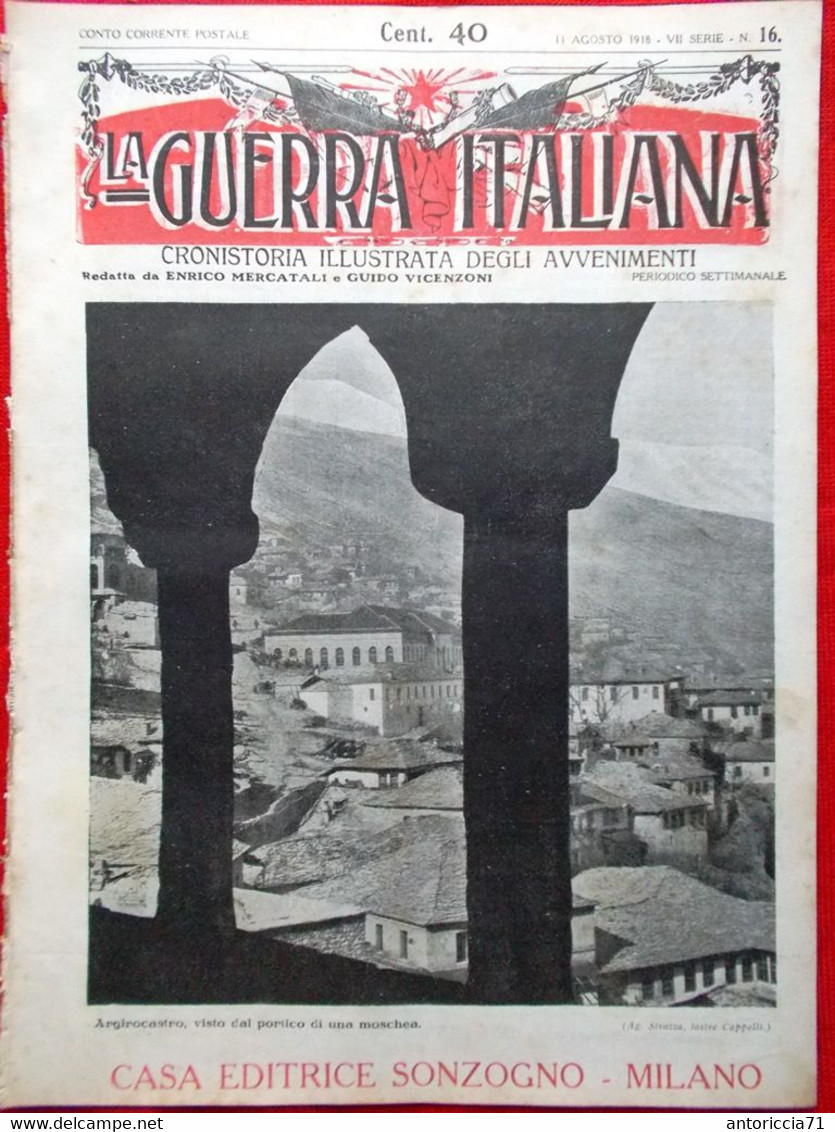 La Guerra Italiana 11 Agosto 1918 WW1 Argirocastro Valstagna Piave Cornone Brin - Guerra 1914-18