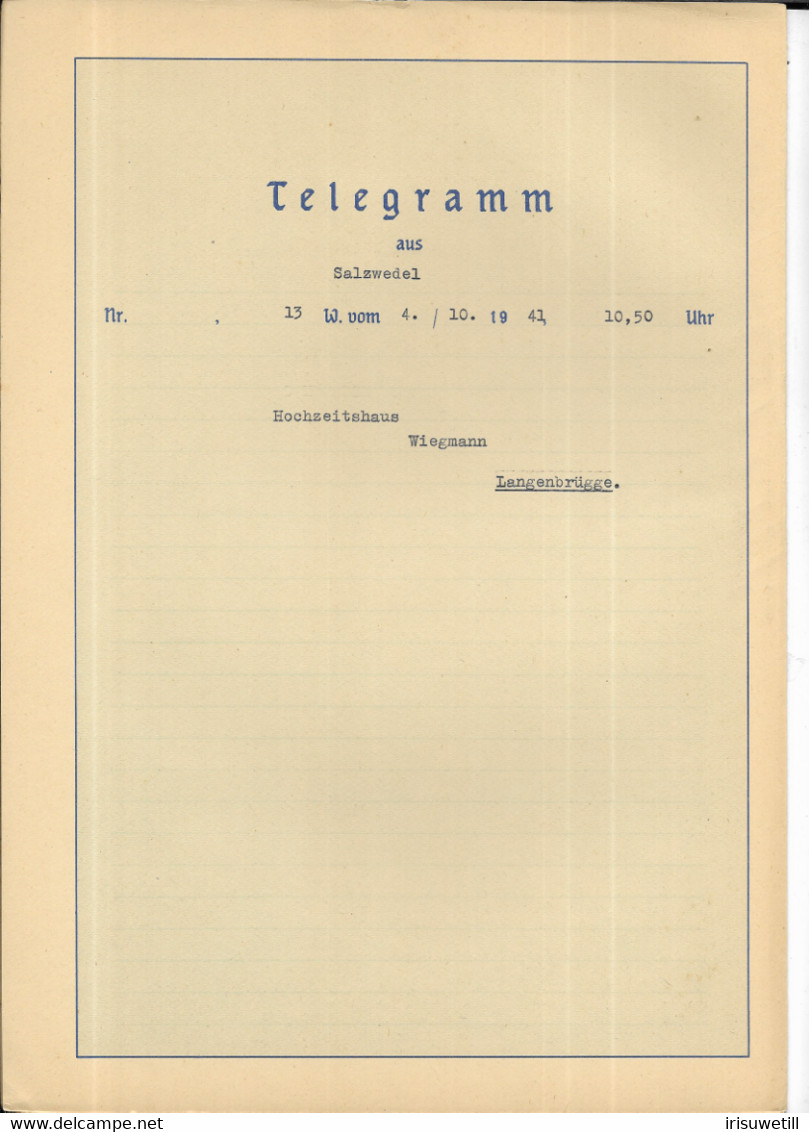 DR Hakenkreuz-Schmuck-Telegramm Salzwedel - Militaria