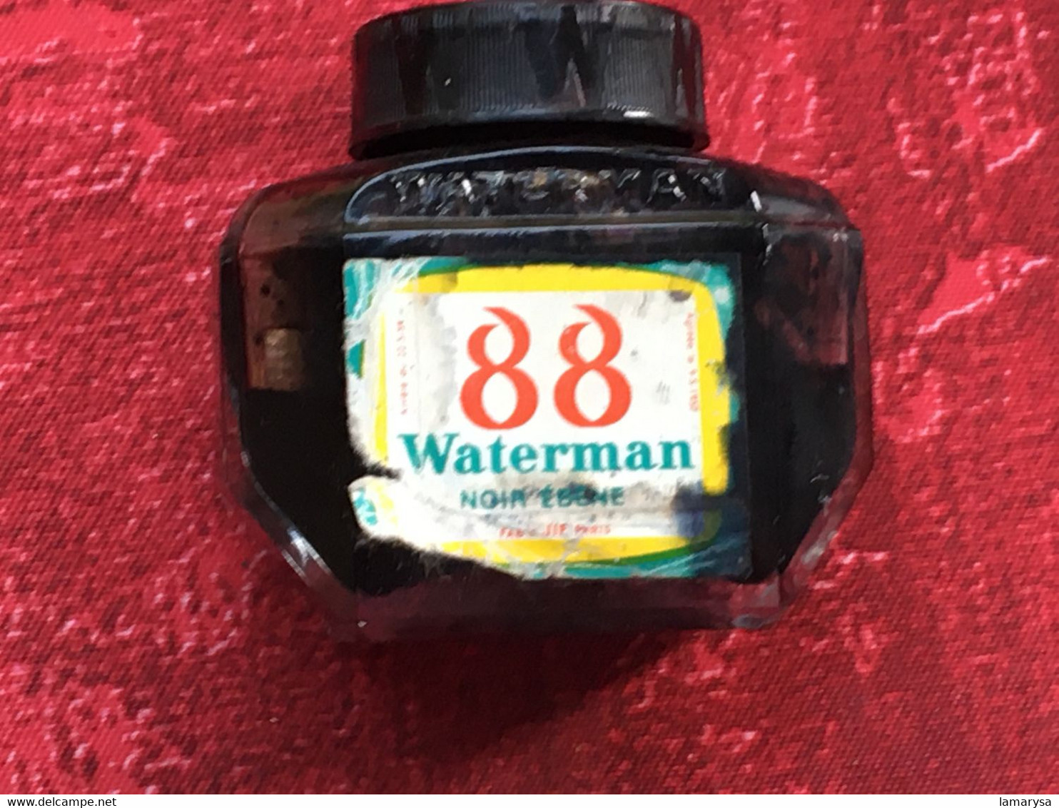 Bouteille D'encre Waterman 88 Encrier - Bureau (objets Liés)-☛1/2 Contenant Encre Noire -☛bon Usage-Ink-made In France - Tinteros