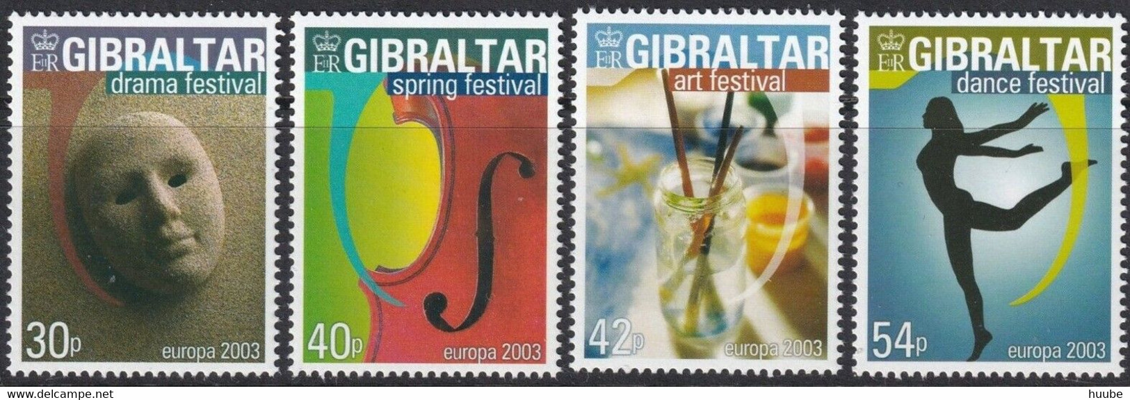 Gibraltar, 2003, Mi 1032-1035, EUROPA Stamps - Poster Art, Music + Dance Festival, 4v, MNH - Muziek