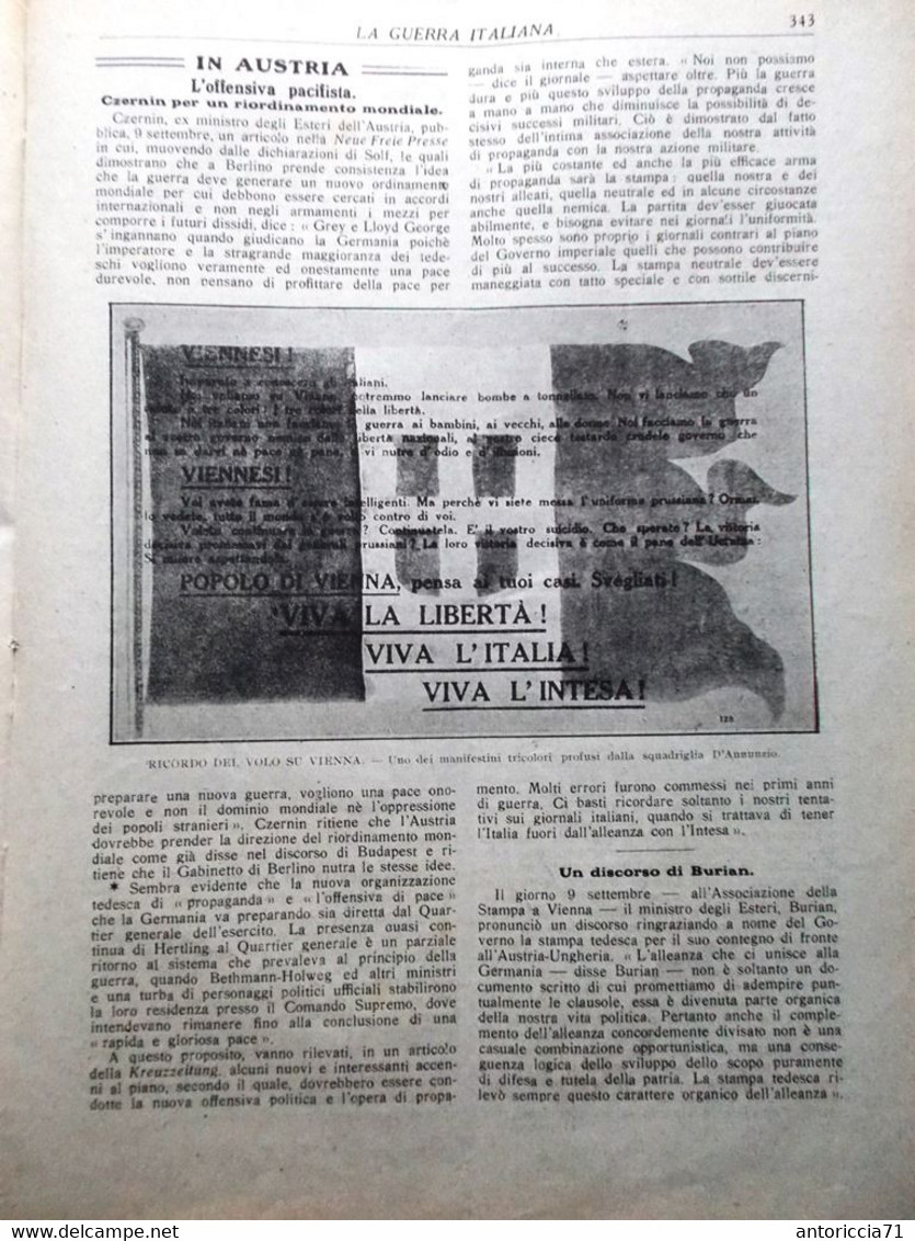 La Guerra Italiana 22 Settembre 1918 WW1 Salonicco Palli Venuti Romeo Volantino - Guerra 1914-18