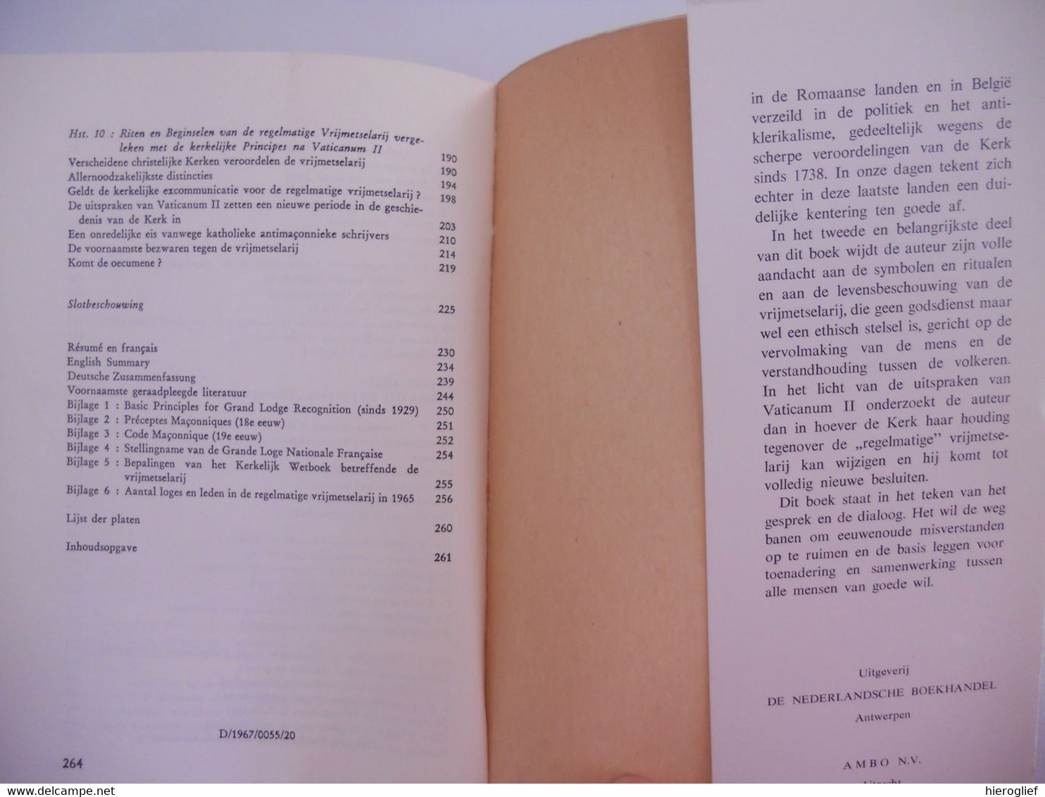 VRIJMETSELARIJ 1717 1967 een poort tot inzicht en waardering door M. Dierickx maçonnerie loge vrijmetselaars maçons