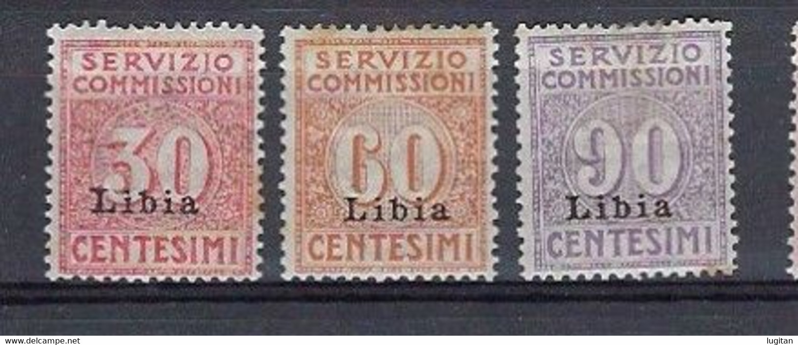 LIBIA - COLONIE ITALIANE - ANNO 1915 - SERVIZIO COMMISSIONI SASS. 1/3 - RARA - TRACCIA DI LINGUELLA PICCOLE MACCHIOLINE - Libye