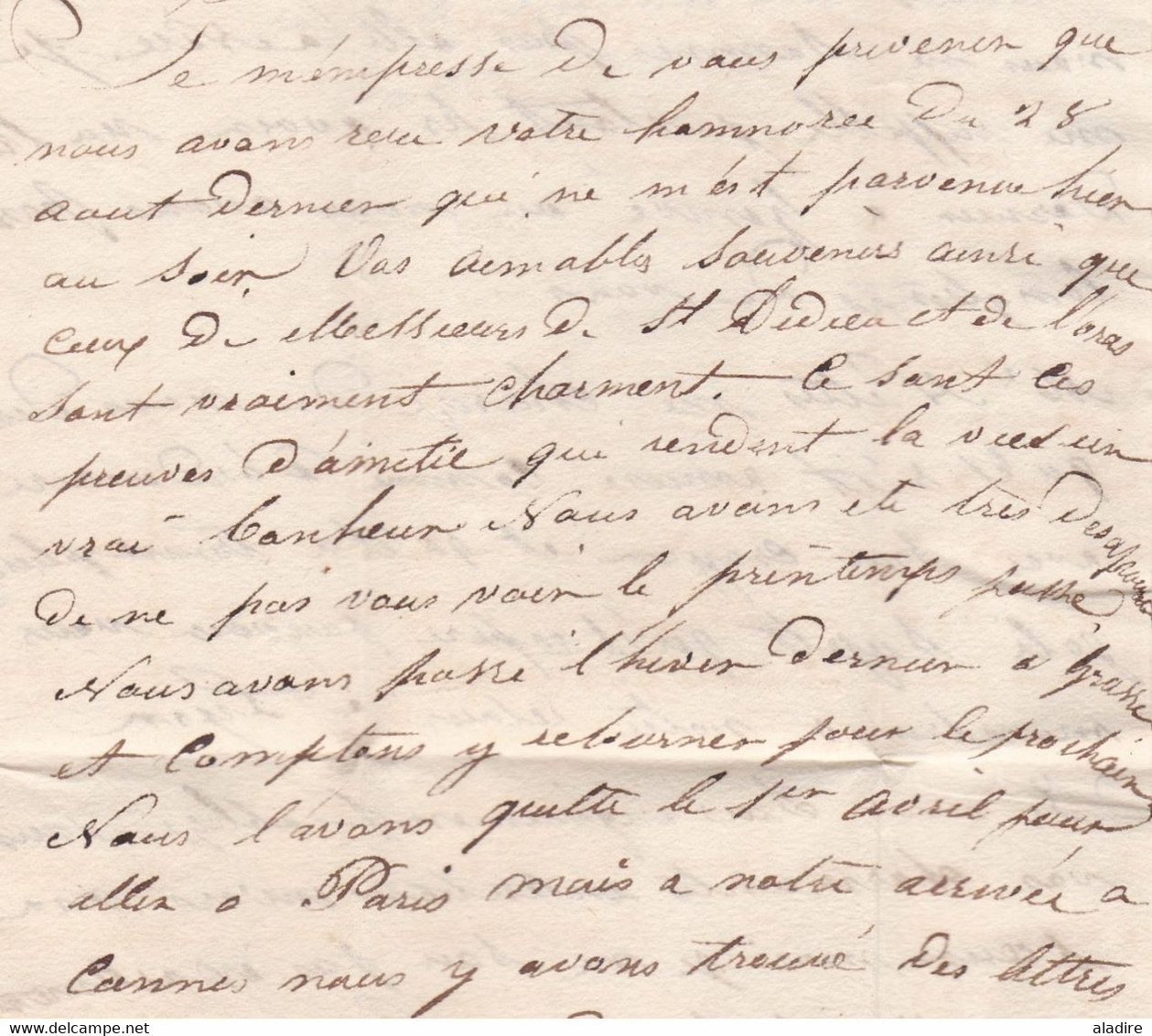 1832 - Lettre Privée De 3 Pages De Marseille (grand Cachet à Fleurons Simples) Au Chevalier De Vibral à Lyon - Taxe 6 - 1801-1848: Precursores XIX