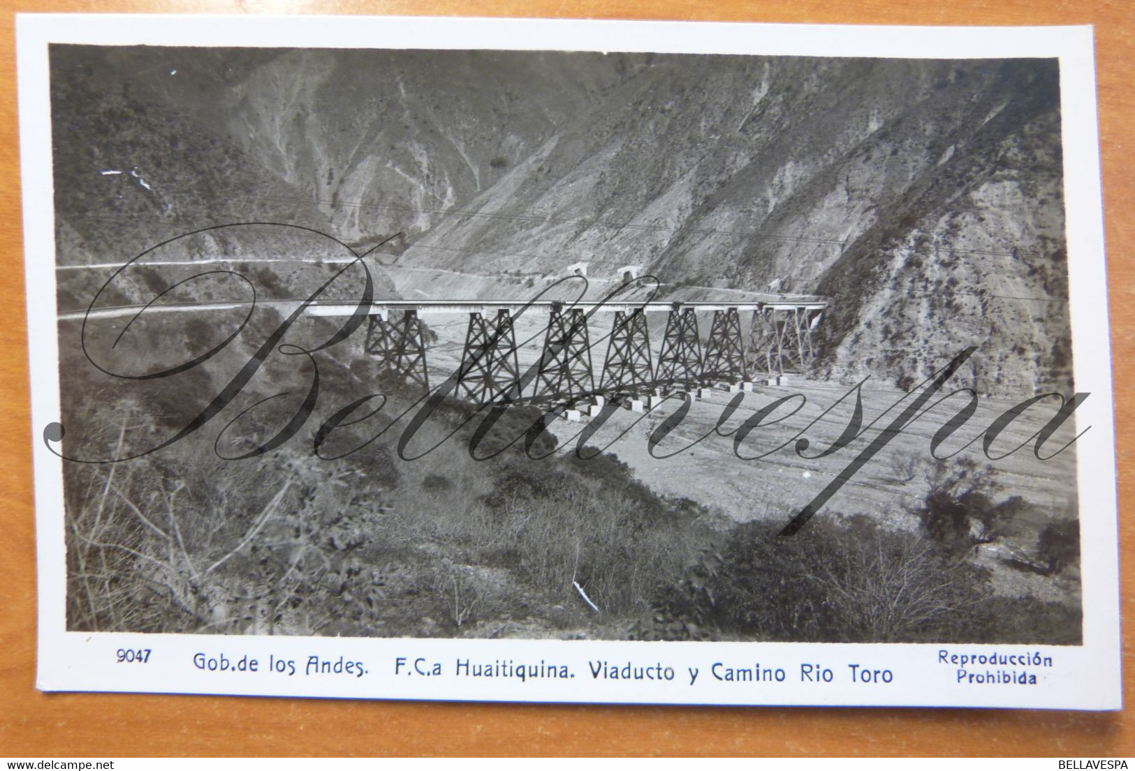 Gob. De Los Andes. F.C.a  Huaitiquina Viaductor Y Camino Rio Toro.  Jujuy Provincia  Real Photo Card Bridge. N°9047 - Argentine