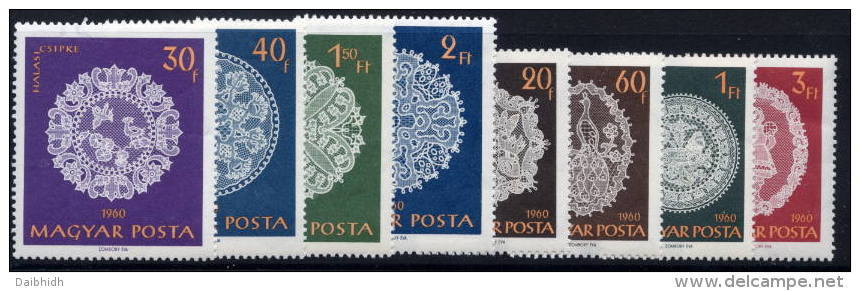 HUNGARY 1960 Halas Lace Set Of 8 MNH / **.  Michel 1660-67 - Unused Stamps