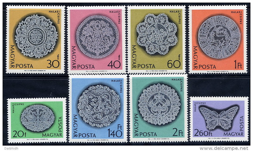 HUNGARY 1964 Halas Lace Set Of 8 MNH / **.  Michel 2000-07 - Nuovi