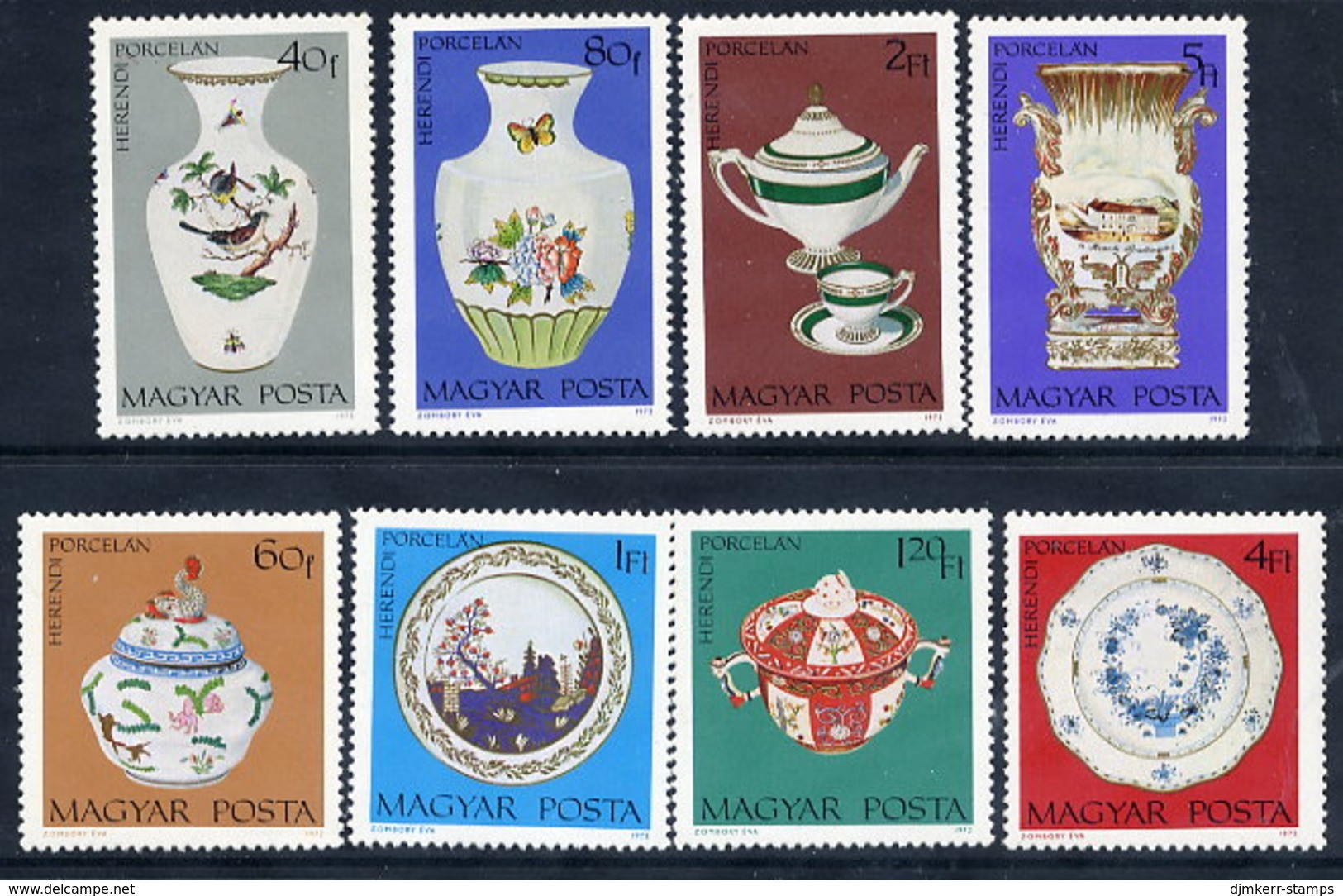 HUNGARY 1972 Herend Porcelain Set MNH / **.  Michel 2795-802 - Neufs