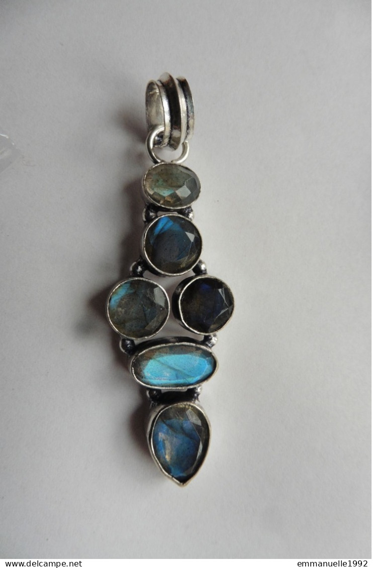 Neuf - Superbe Pendentif En Argent 925 Serti De Labradorites Taillées Facettées - Pendentifs