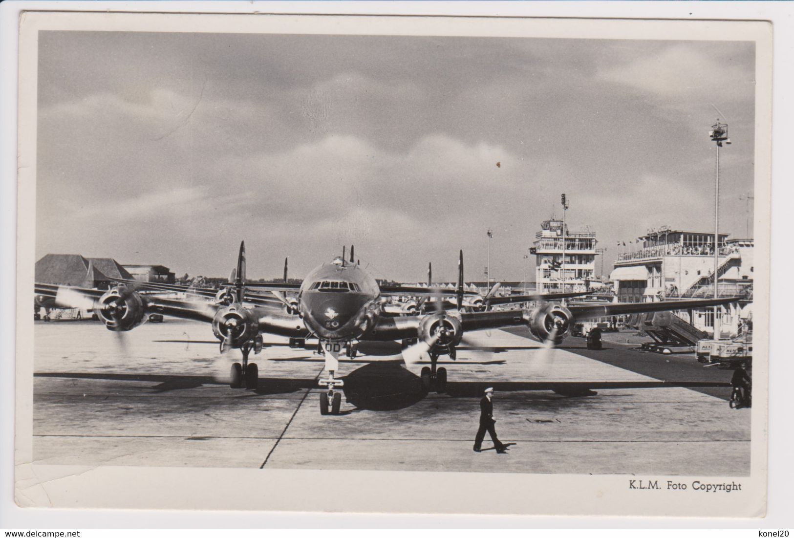 Vintage Rppc KLM K.L.M Royal Dutch Airlines Constellation L-749 @ Schiphol Amsterdam Airport - 1919-1938: Entre Guerres