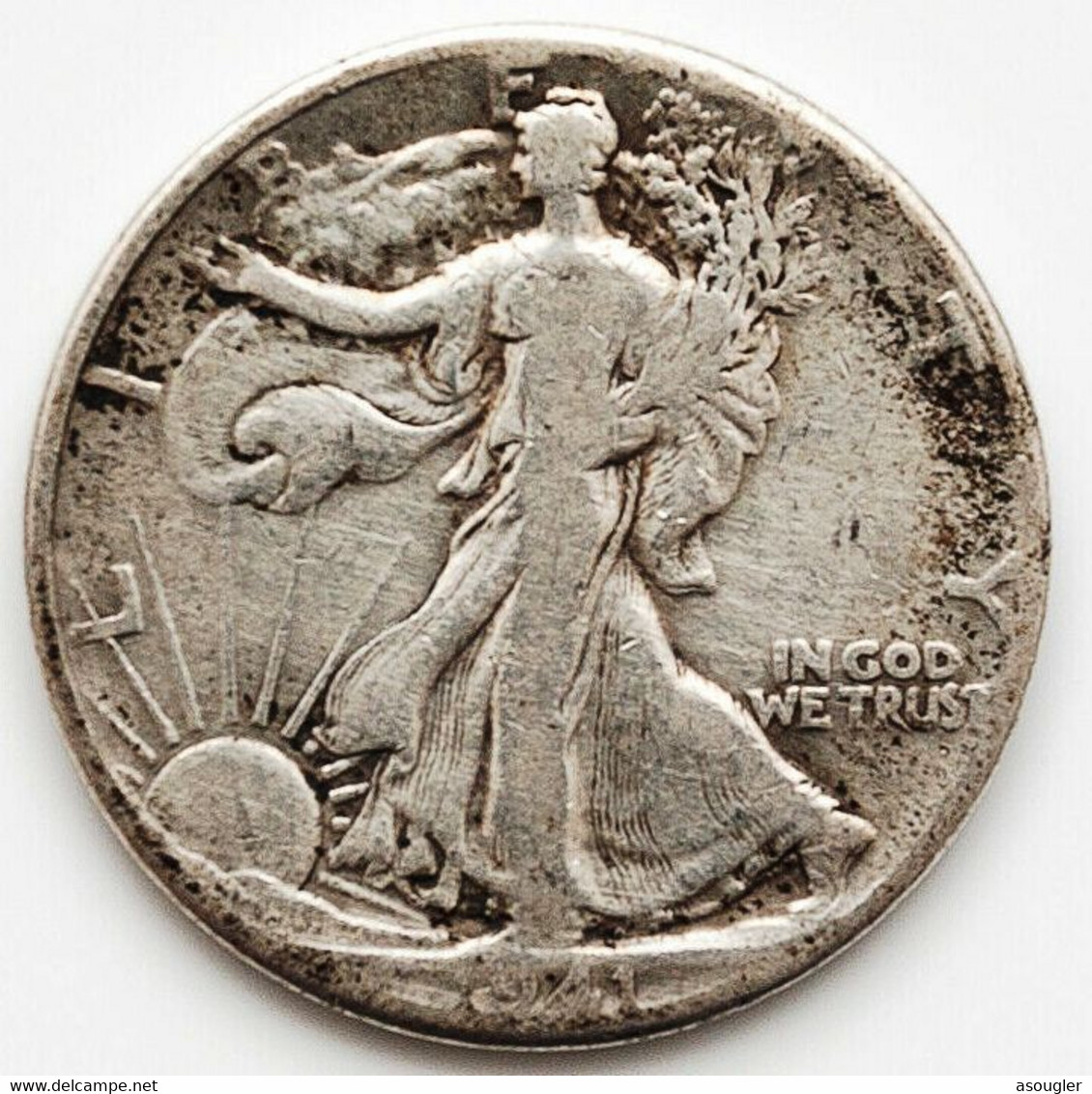 USA HALF DOLLAR 1941 SILVER F KM#142 "free Shipping Via Registered Air Mail" - 1916-1947: Liberty Walking (Liberté Marchant)