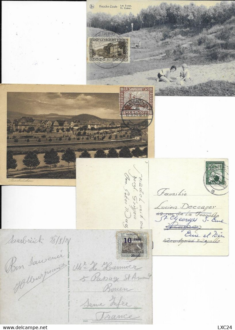 LOT OF 4 POSTCARDS WITH STAMP SAAR / SARRE . - Verzamelingen & Reeksen