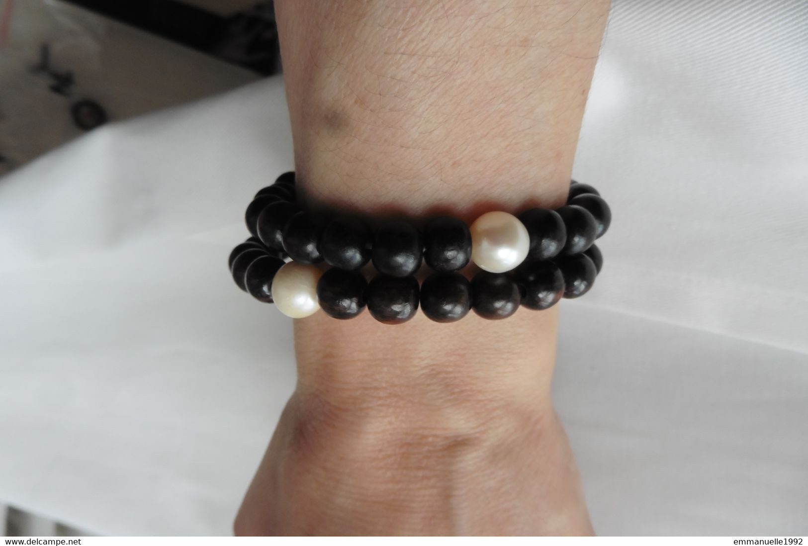 Neuf - Lot De 2 Bracelets Zen Ethniques Asie Tibet En Perles D'eau Douce Et Bois Bracelet - Bracelets