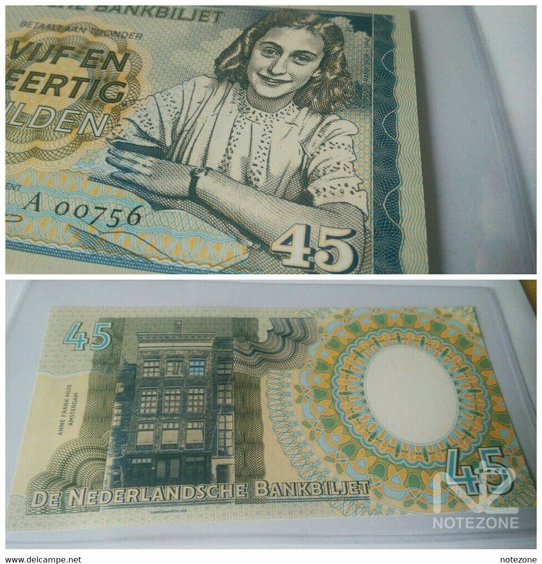 Matej Gabris 45 Gulden Test Private Anne Frank Fantasy Banknote Specimen Note - [7] Collections