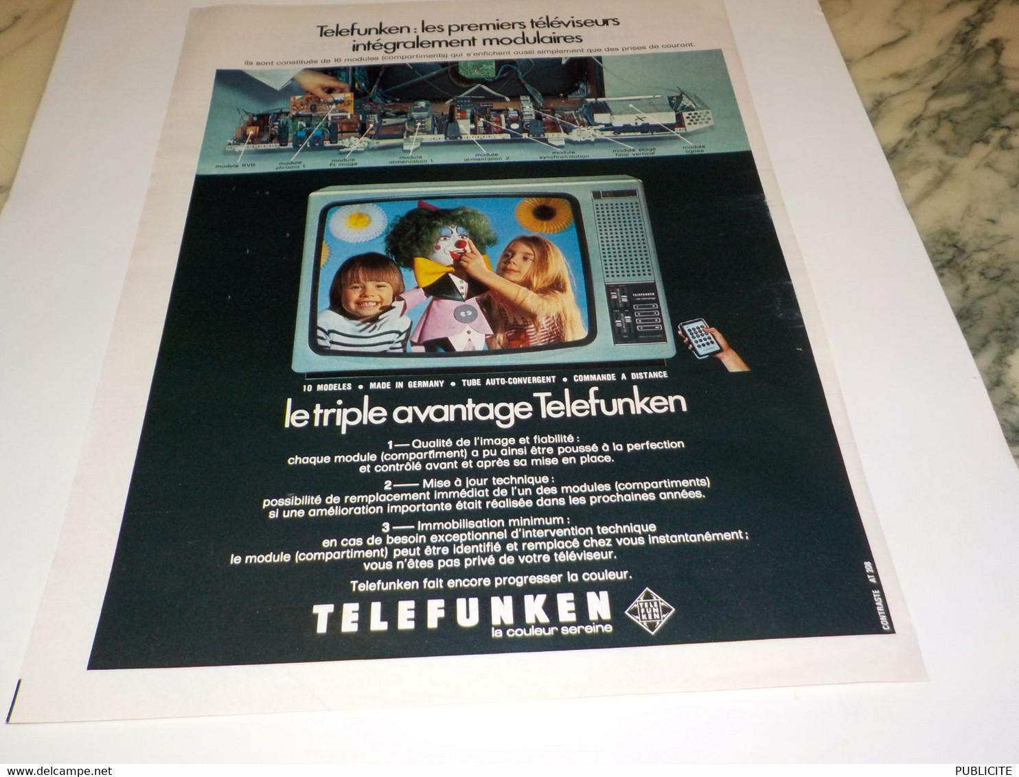 ANCIENNE PUBLICITE   PREMIERE MODULAIRE TELEVISION TELEFUNKEN   1977 - Television