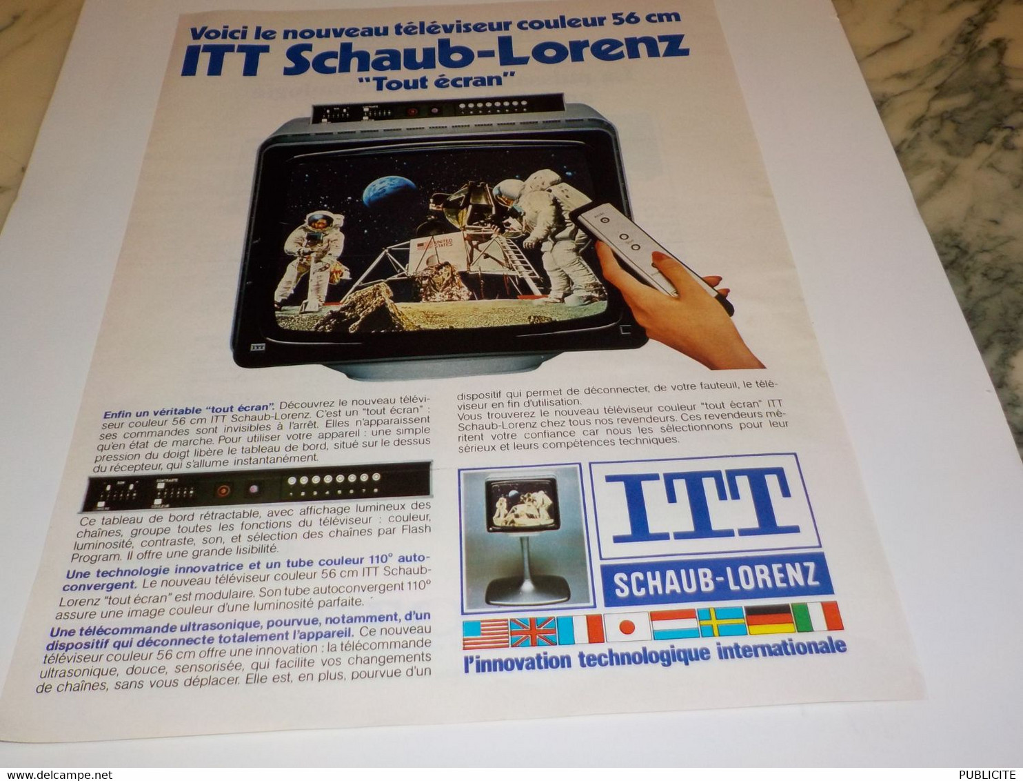 ANCIENNE  PUBLICITE SUR LA LUNE ITT SCHAUB-LORENZ  1977 - Television
