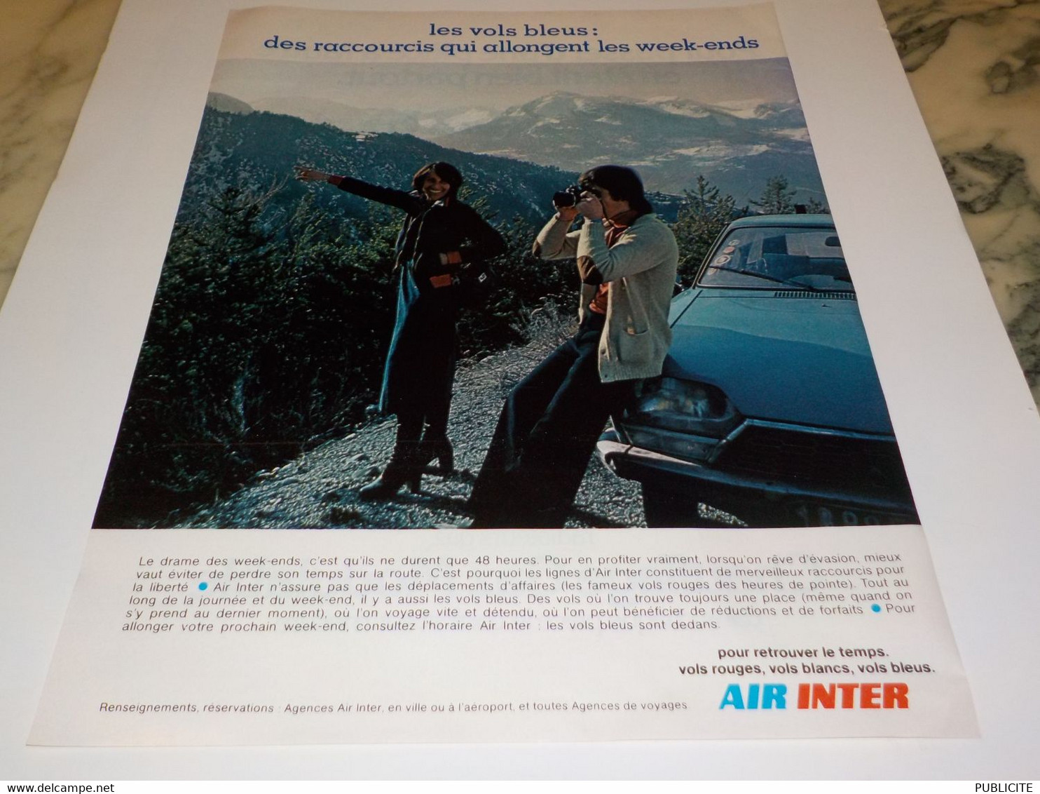 ANCIENNE PUBLICITE LES VOLS BLEUS LIGNE AERIENNE AIR INTER 1977 - Advertenties