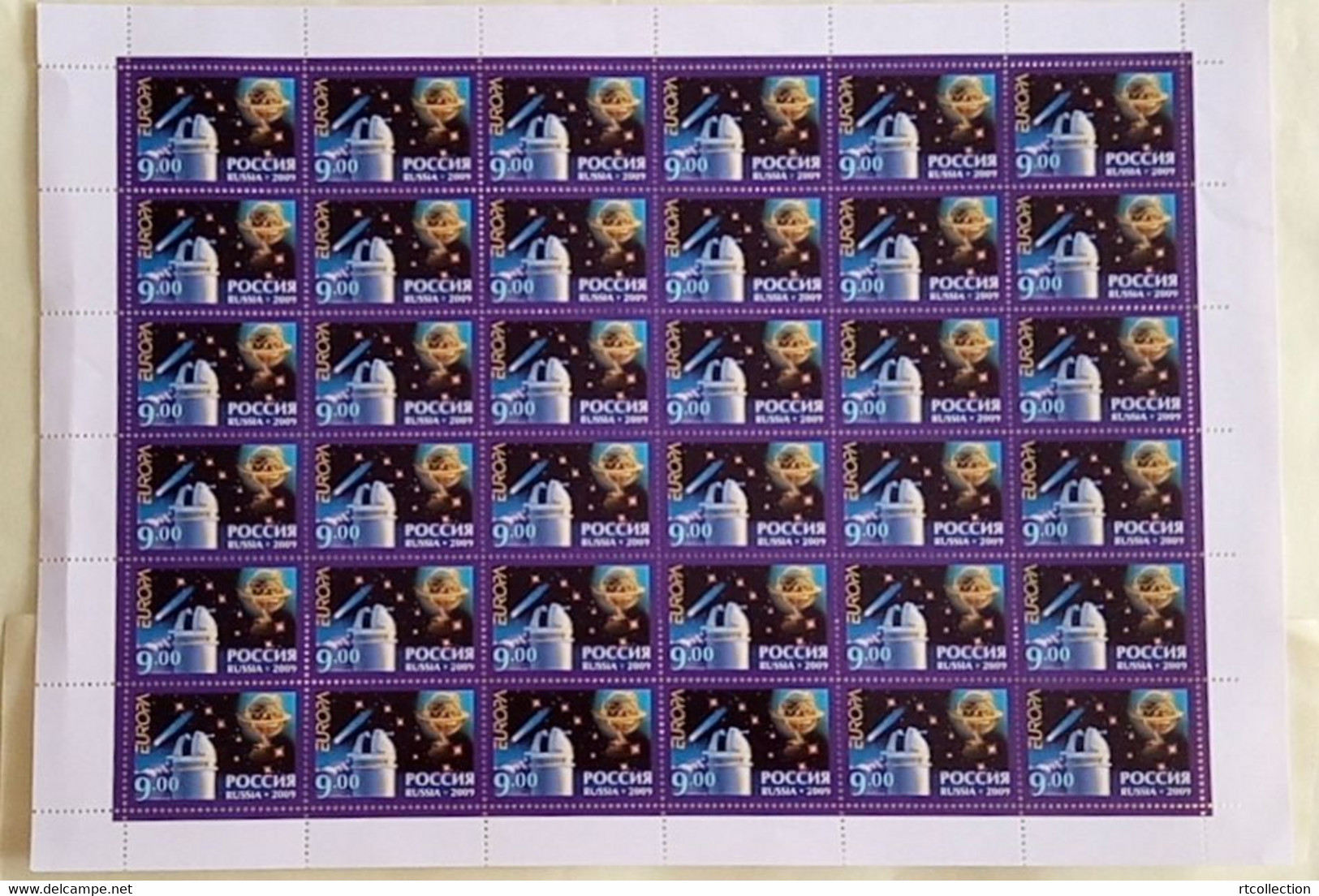 Russia 2009 Sheet Issue By Program Europe Europa-CEPT Europa Sciences Astronomy Space Telescope Stamps Edge Folded - Volledige Vellen