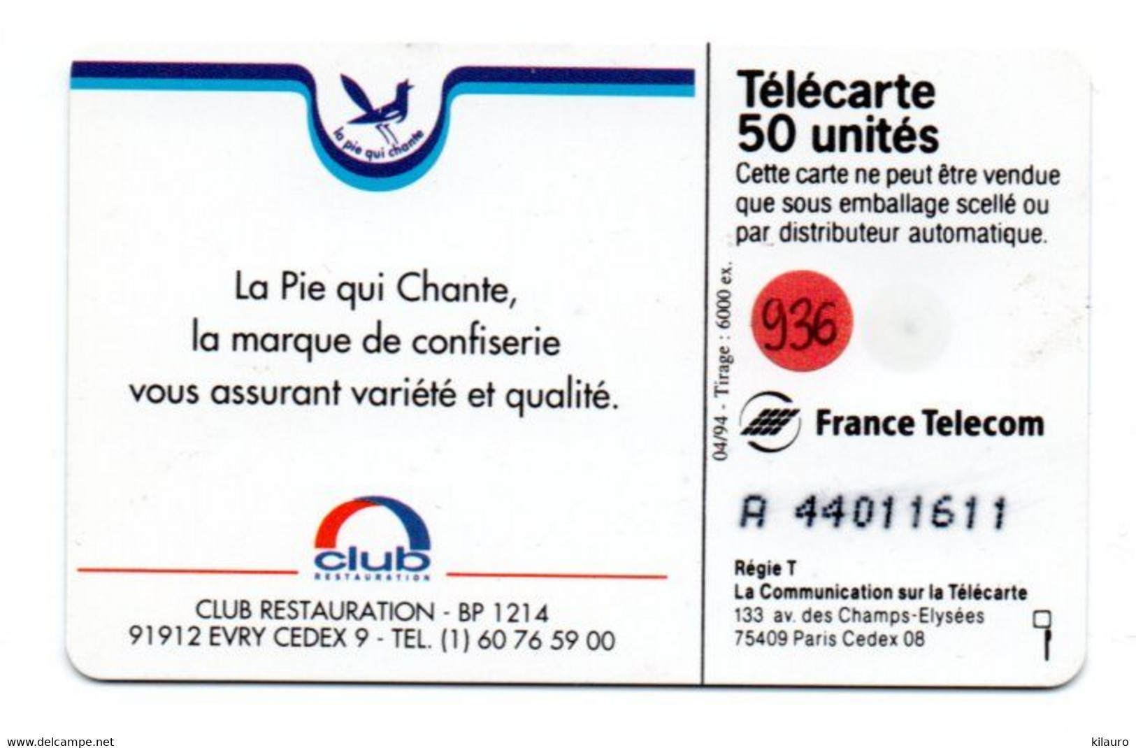 En 936 Carambar Télécarte France 6000 Ex Phonecard  (T 412) - 50 Unità  