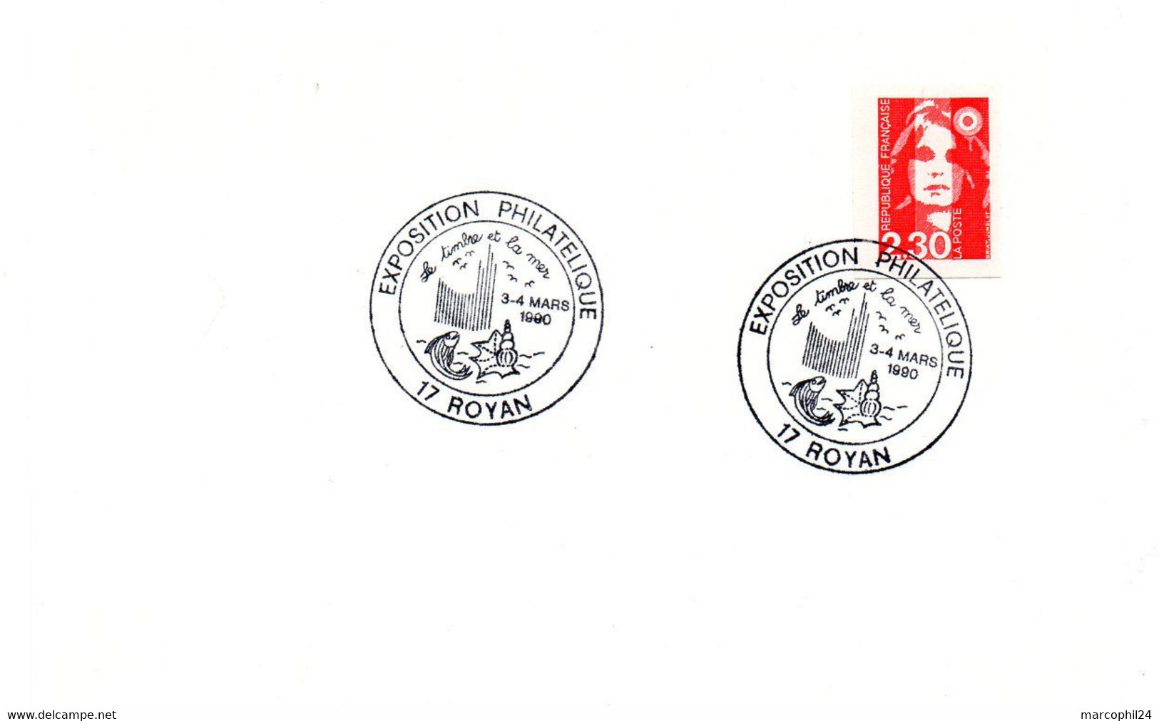 CHARENTE Mme - Dépt N° 17 = ROYAN 1990 = CACHET TEMPORAIRE  Illustré COQUILLAGE ' EXPOSITION PHILATELIQUE ' - Commemorative Postmarks