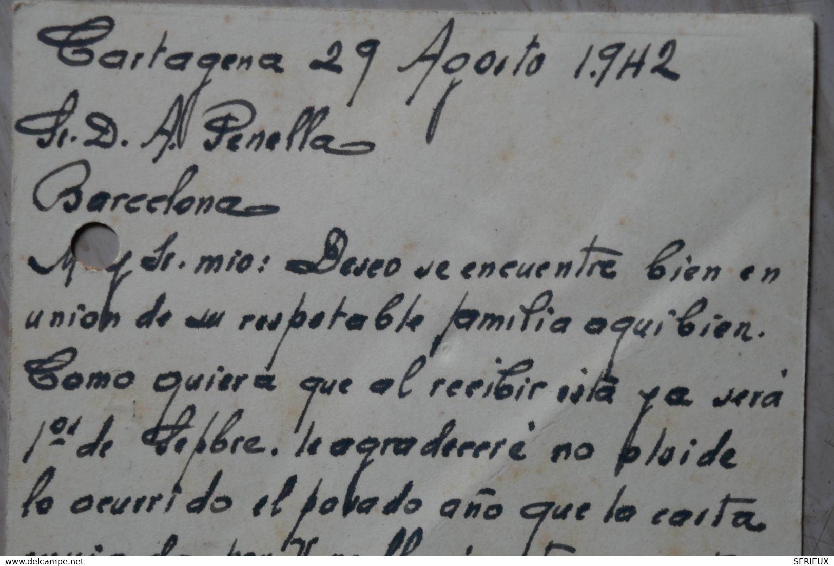 #15 ESPAGNE  BELLE CARTE   1908 CARTAGENA  POUR BARCELONA + AFFRANCHISSEMENT. INTERESSANT - Cartas & Documentos