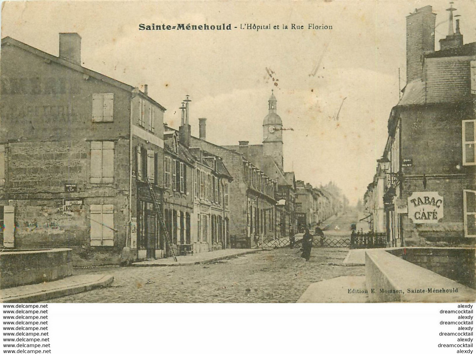 WW 51 SAINTE-MENEHOULD. Hôpital Et Passage à Niveau Rue Florion Avec Café Tabac Quai Valmy 1915 - Sainte-Menehould