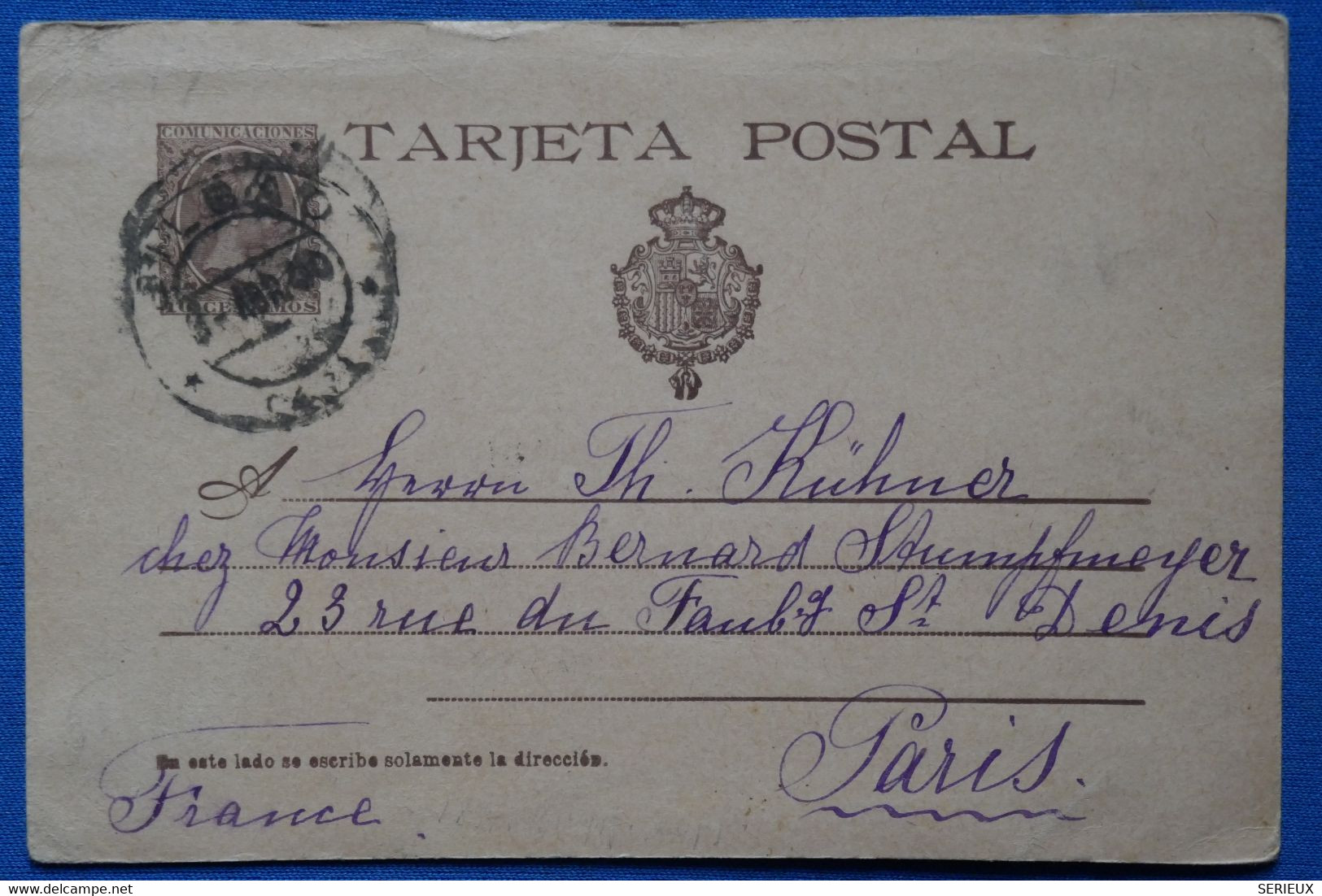 #15 ESPAGNE  BELLE CARTE 1900  BILBAO POUR PARIS+ AFFRANCHISSEMENT. INTERESSANT - Lettres & Documents