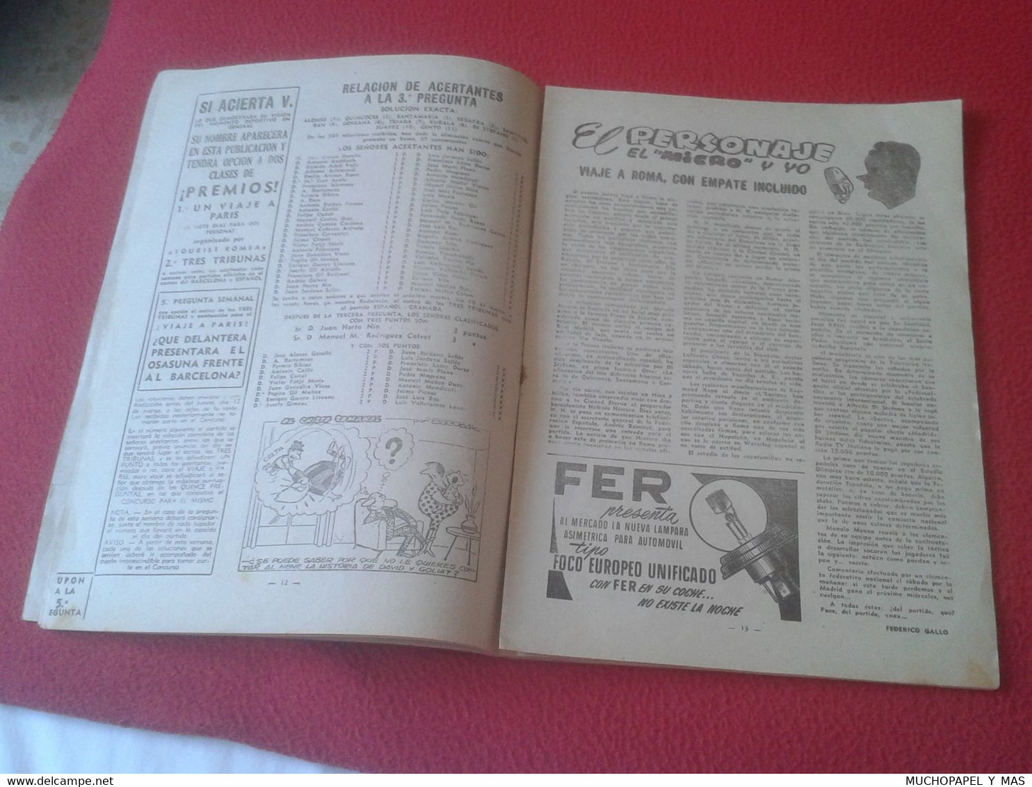 ANTIGUA REVISTA DE DEPORTES DICEN Nº 330 7 DE MARZO 1959 FÚTBOL Y OTROS, ESPAÑOL DE BARCELONA..ETC OLD MAGAZINE..SPORTS