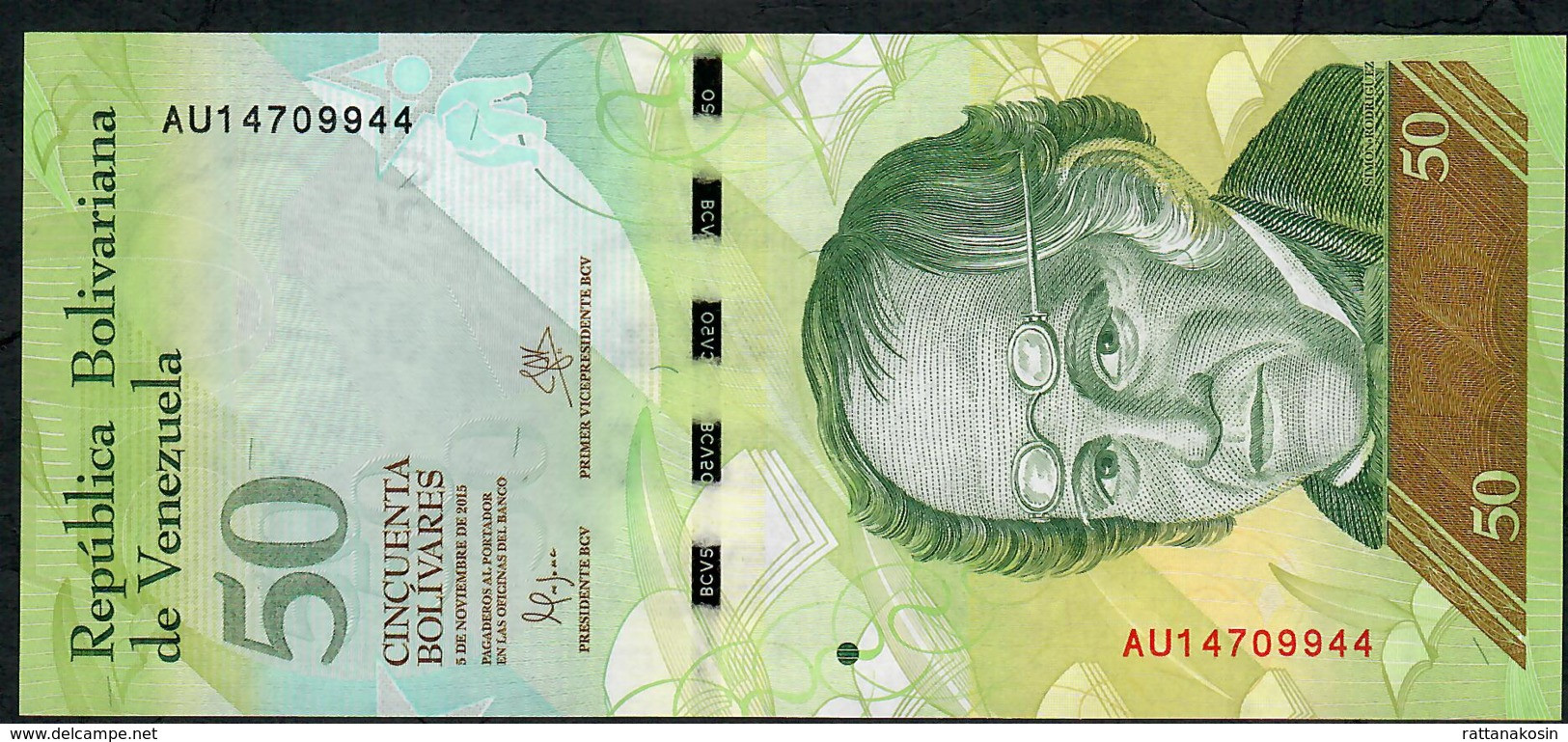 VENEZUELA P92j 50 BOLIVARES 5.11.2015 #AU           UNC.- - Venezuela