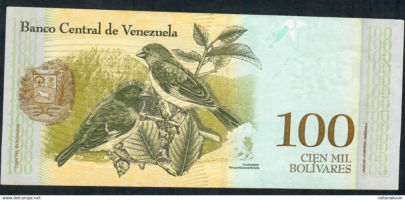 VENEZUELA P100b 100.000 Or 100000 BOLIVARES 13.12.2017 PREFIX A  UNC.- - Venezuela