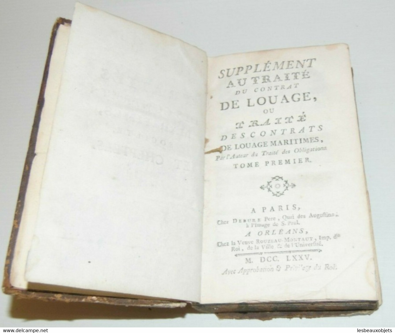 LIVRE TRAITE Des CONTRATS MARITIMES Et CHEPTELS 1775 XVIIIe MARINE BATEAUX Collection Bibliothèque - Tot De 18de Eeuw