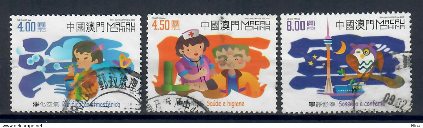 MACAU 2002 - PROTEZIONE DELL'AMBIENTE - 3 VALORI USATI - Used Stamps