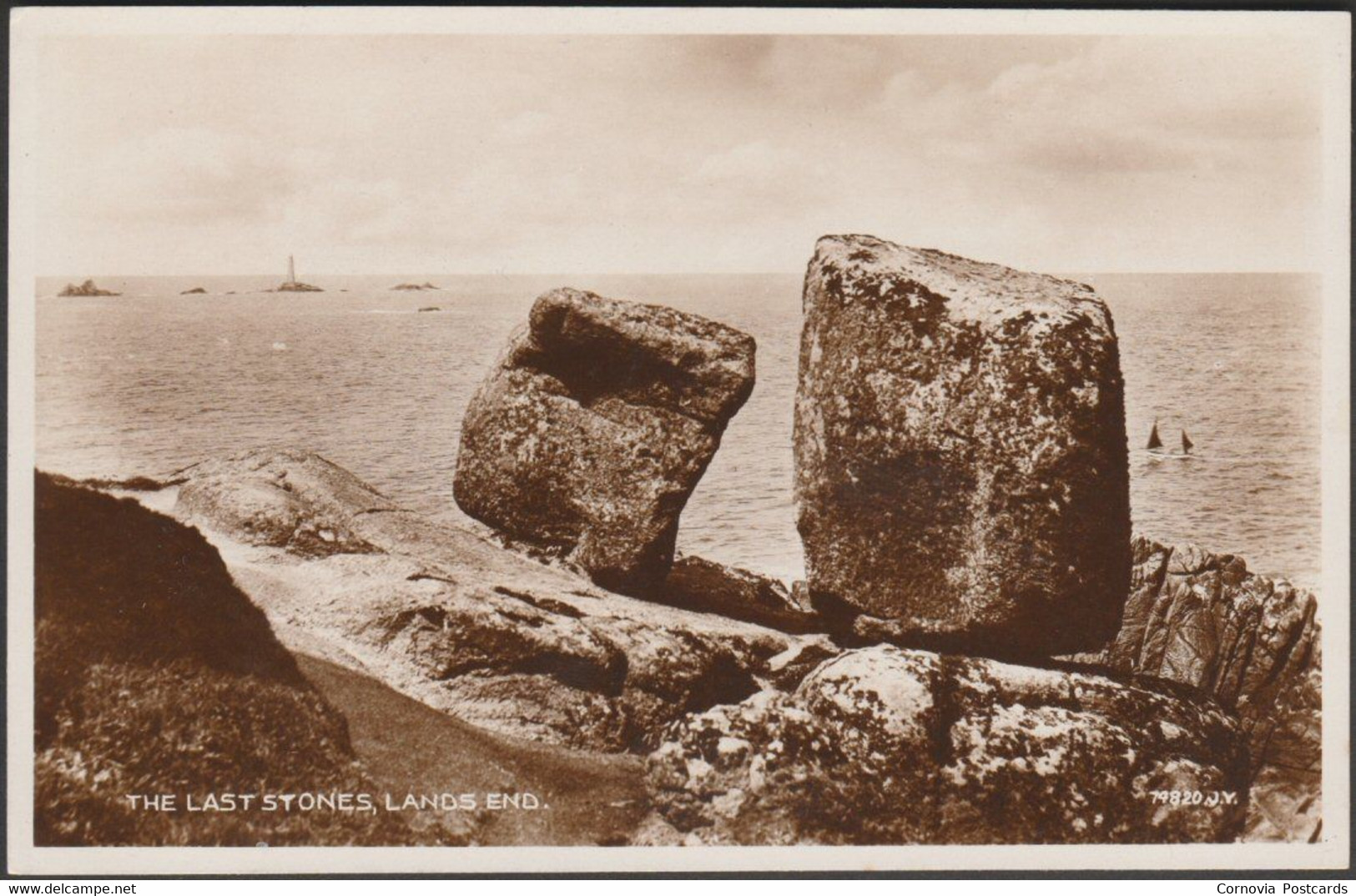 The Last Stones, Land's End, Cornwall, 1934 - Valentine's RP Postcard - Land's End