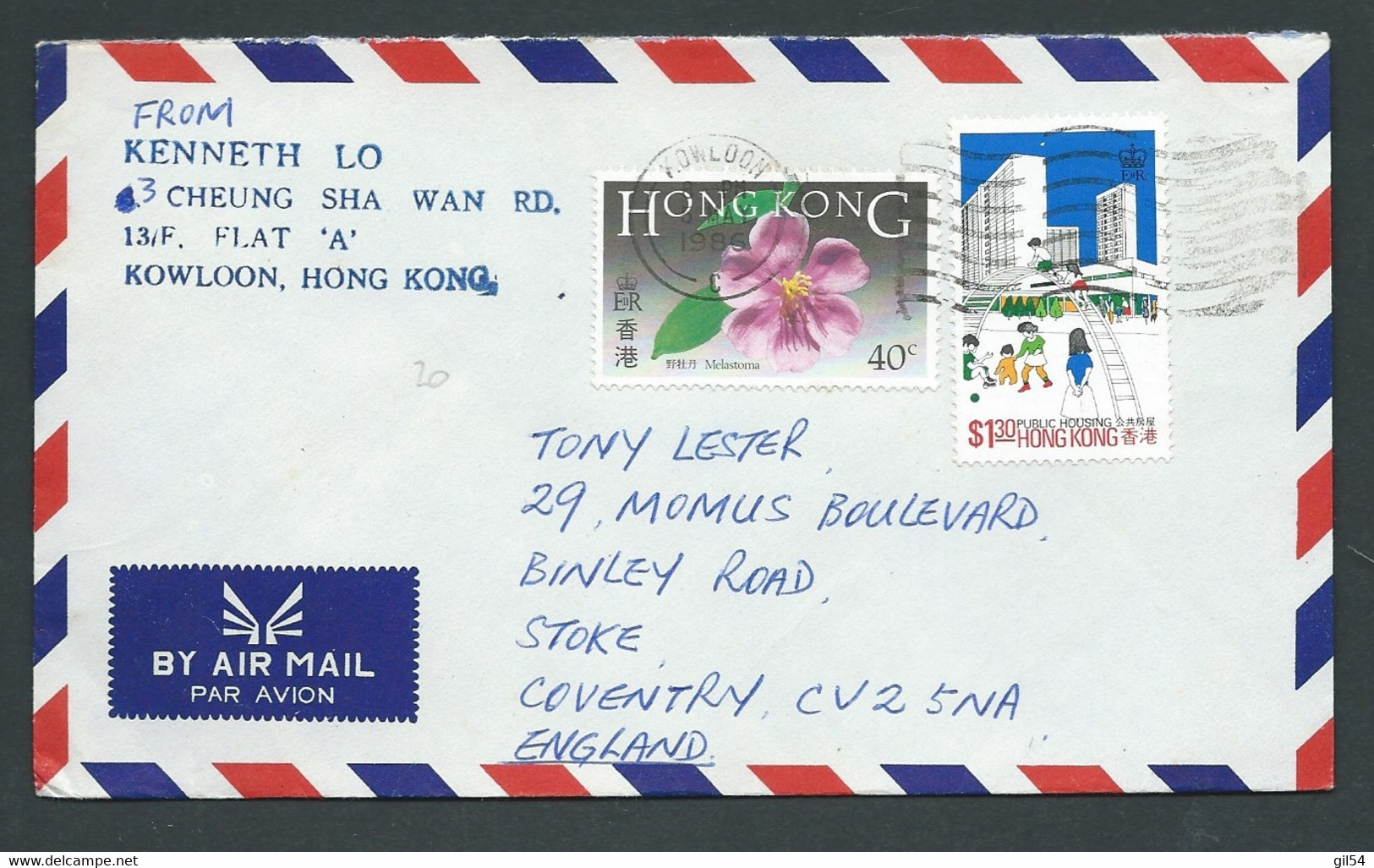 Hong Kong Lettre, Lsc , Yvert N° 445 + 371 Sur Lettre Pour Le Royaume Uni   , 5/05/1986 - Au 7112 - Storia Postale