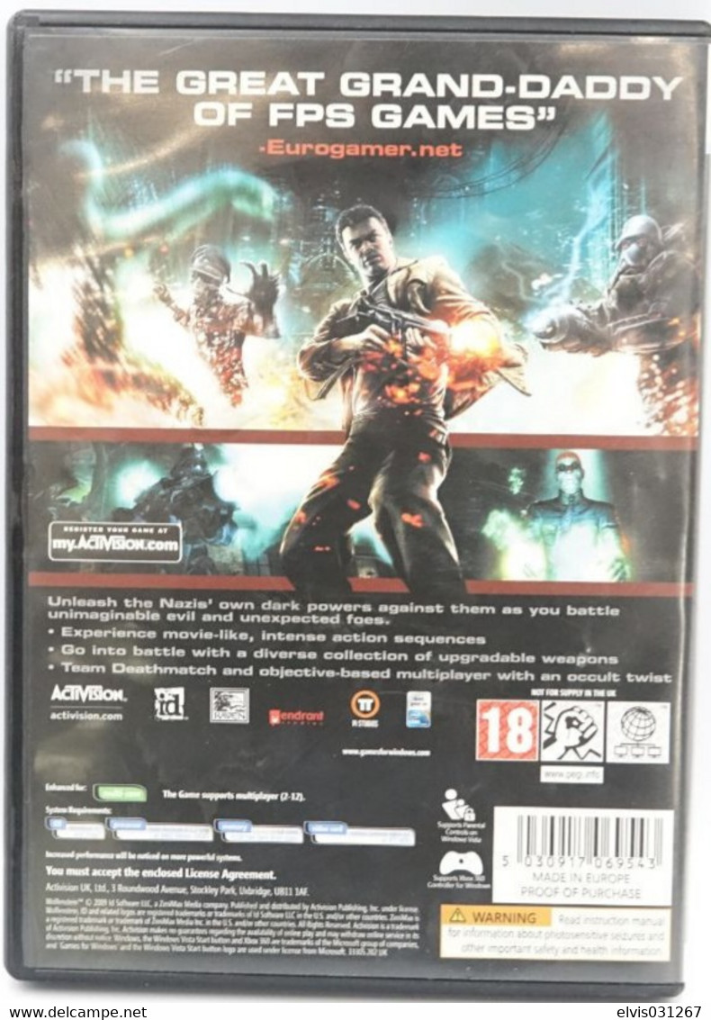 PERSONAL COMPUTER PC GAME : WOLFENSTEIN 2009 - ULTRA RARE - RAVEN ID - PC-Spiele