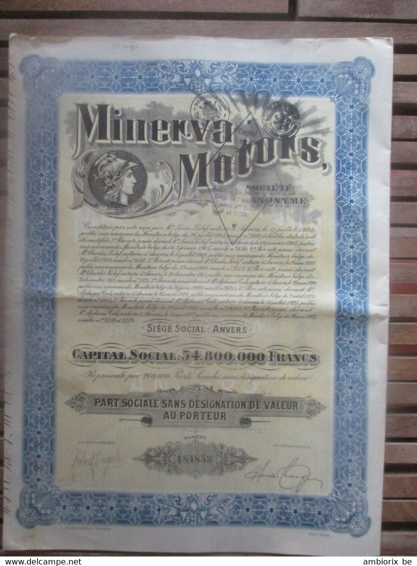 Minerva Motors - Berchem-Anvers - Capital 54 800 000 - 1927 - Automovilismo
